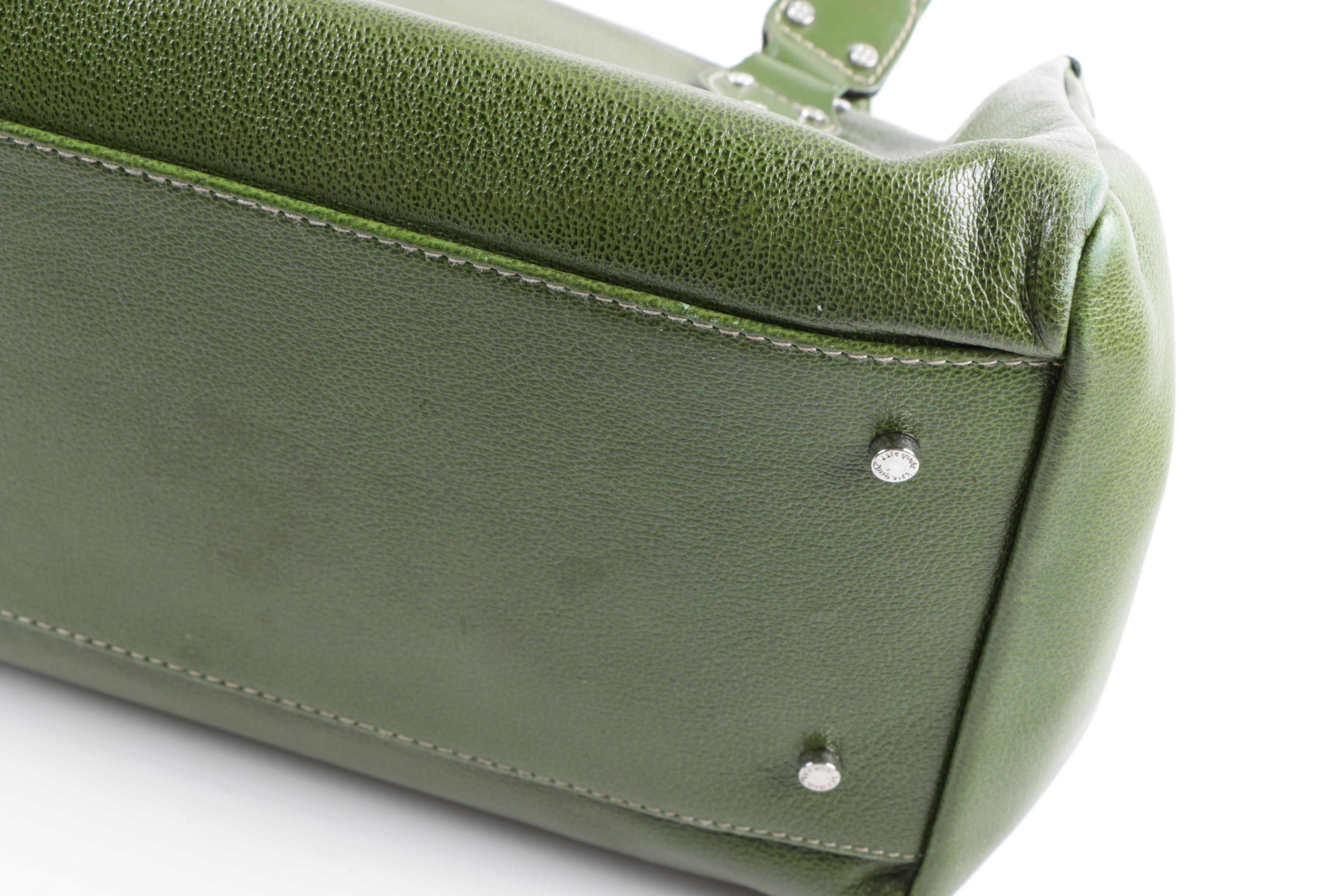 Vintage Kate Spade New York Olive Green Leather Doctor Bag