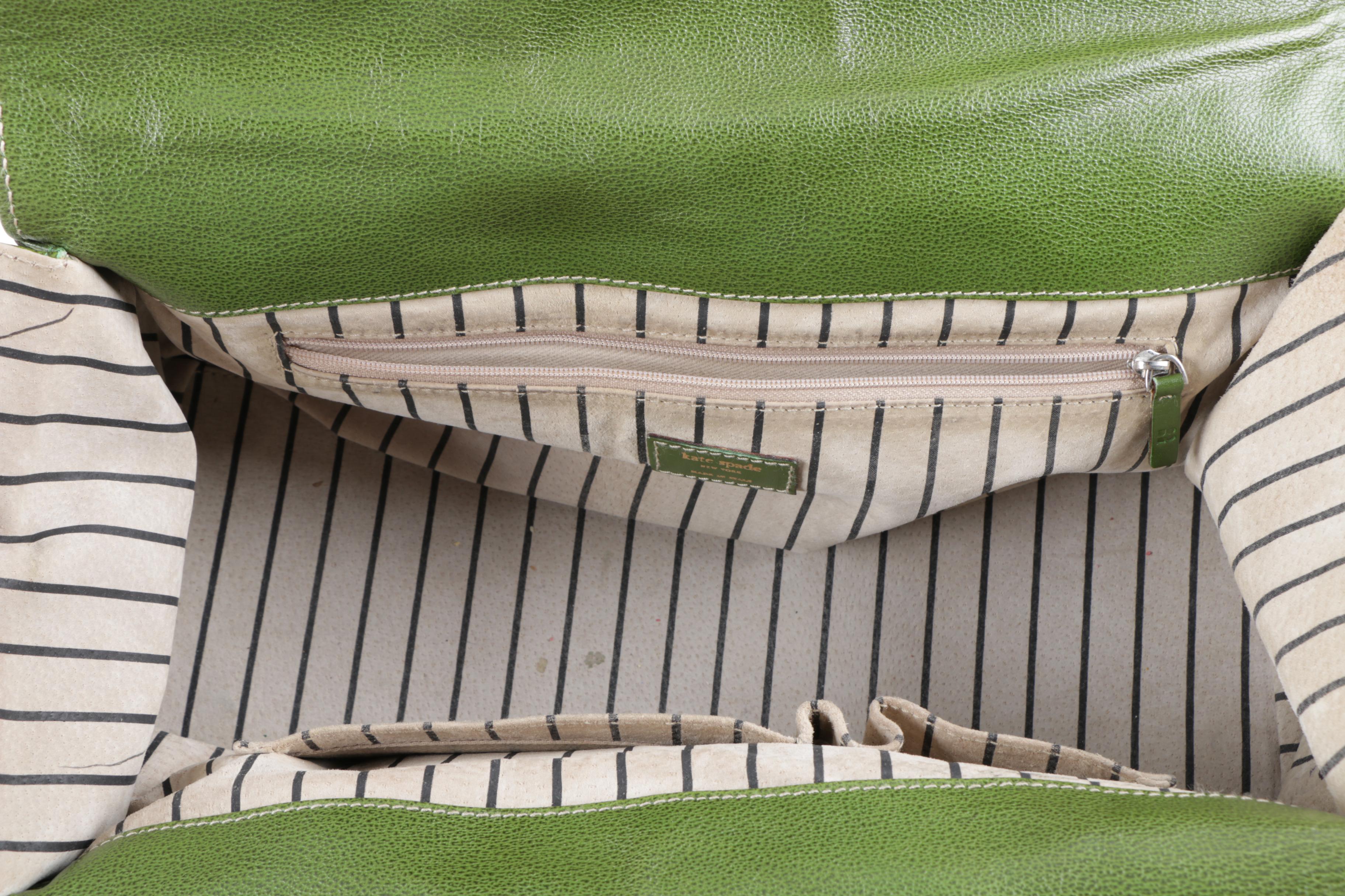 Vintage Kate Spade New York Olive Green Leather Doctor Bag