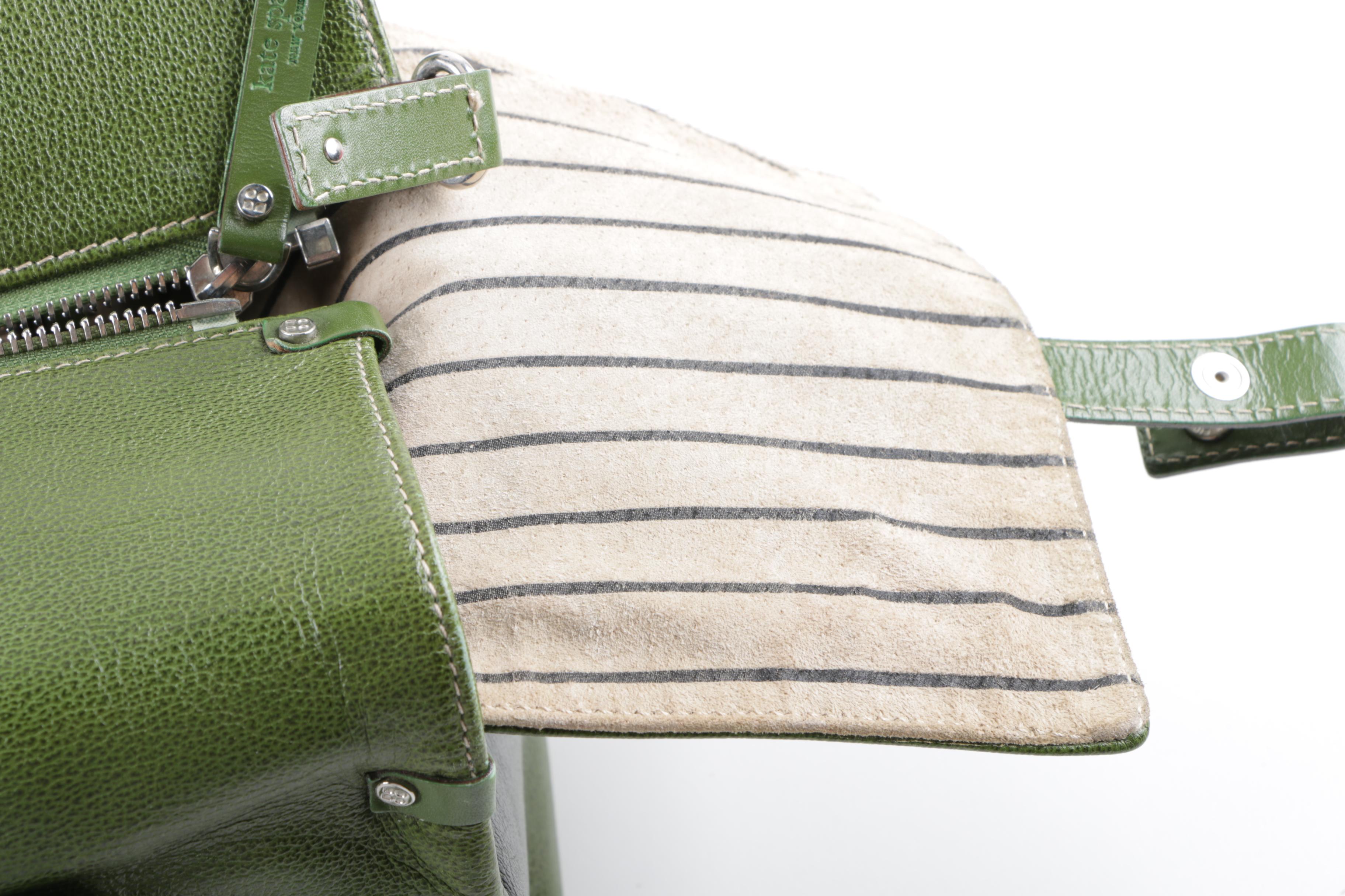 Vintage Kate Spade New York Olive Green Leather Doctor Bag