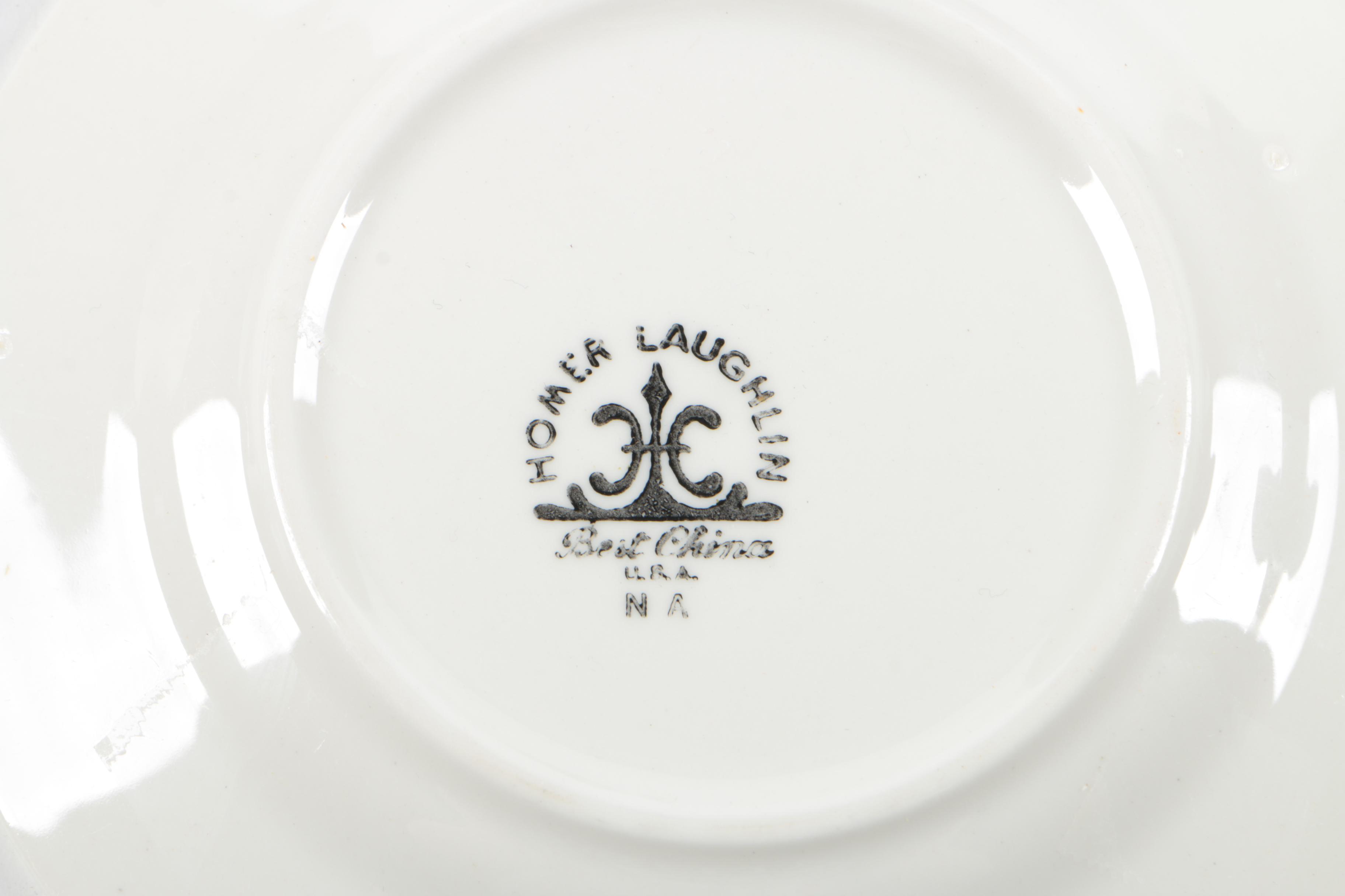 Vintage McCoy Pottery Turkey Pitcher, Homer Laughlin Saucers and Baking Dish