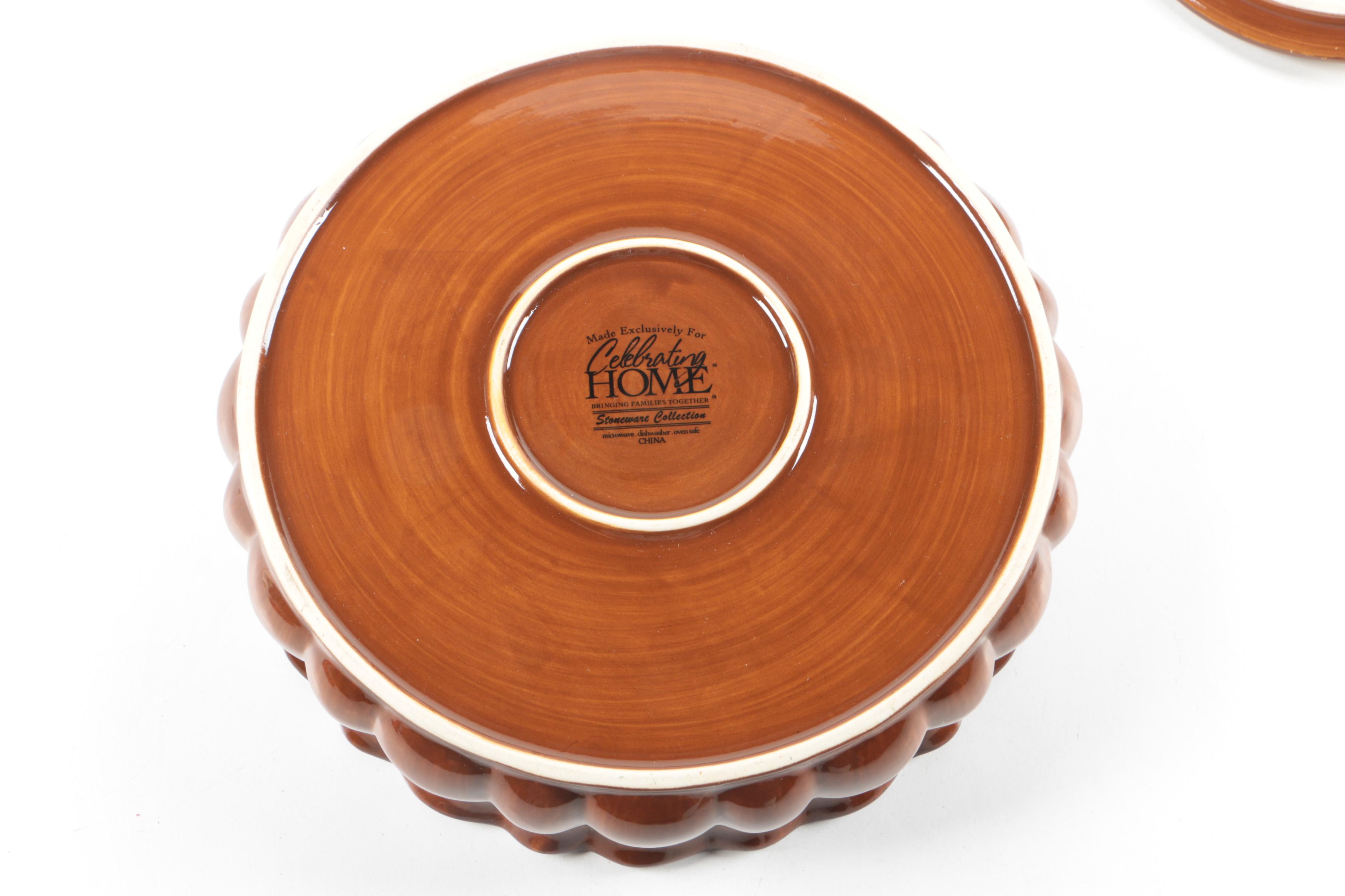 Vintage McCoy Pottery Turkey Pitcher, Homer Laughlin Saucers and Baking Dish