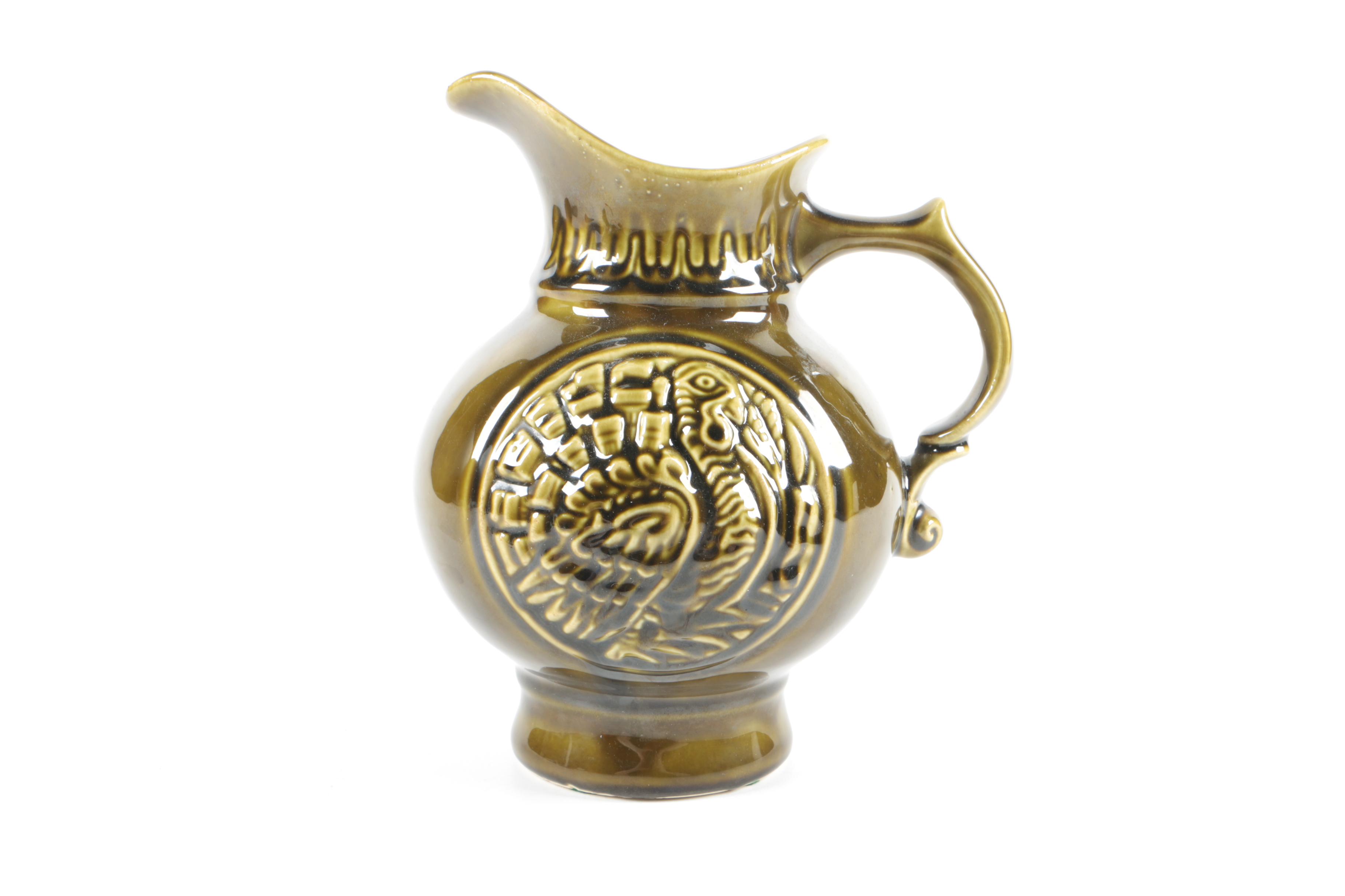 Vintage McCoy Pottery Turkey Pitcher, Homer Laughlin Saucers and Baking Dish