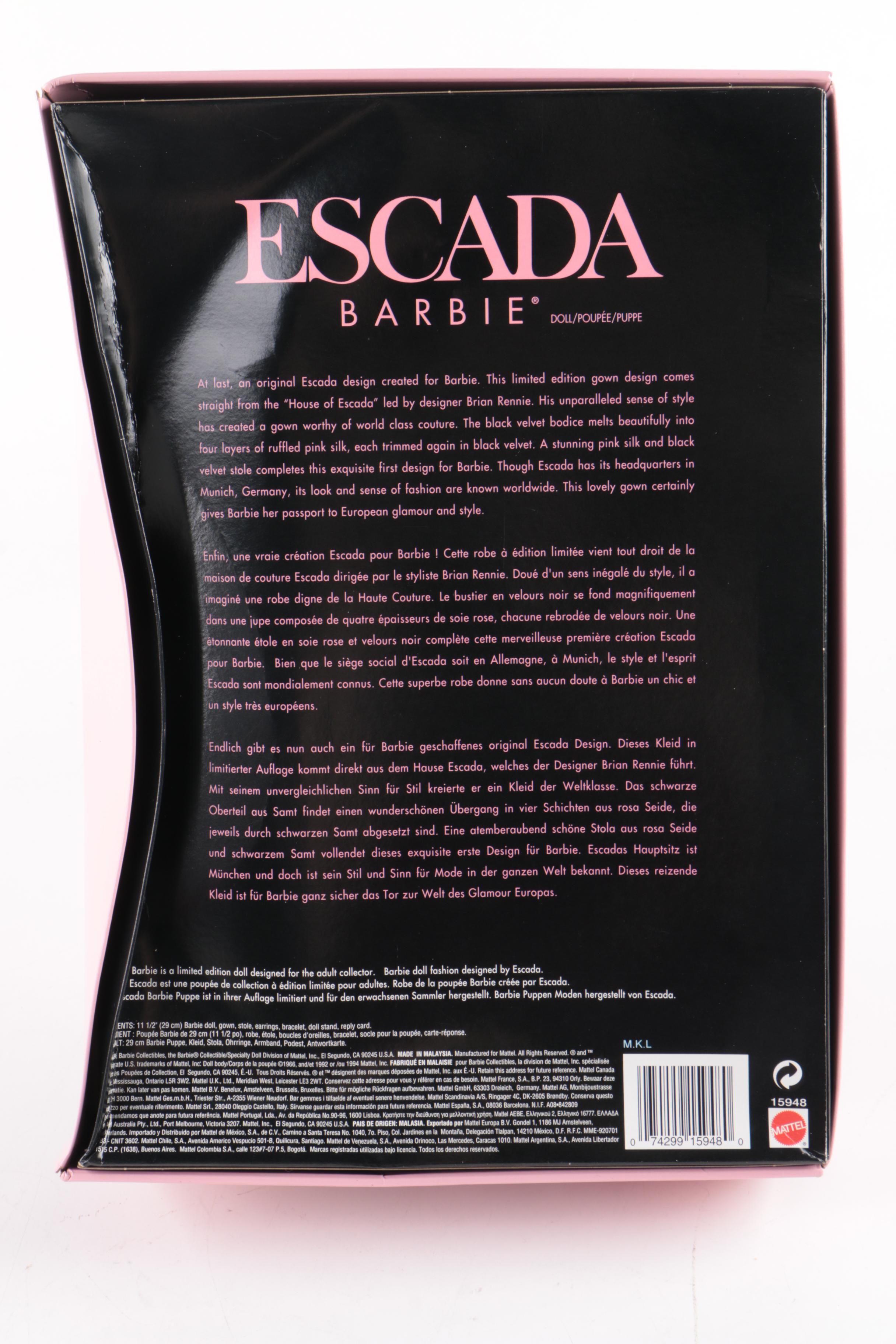 Mattel Limited Edition Barbie Dolls Featuring "Escada"