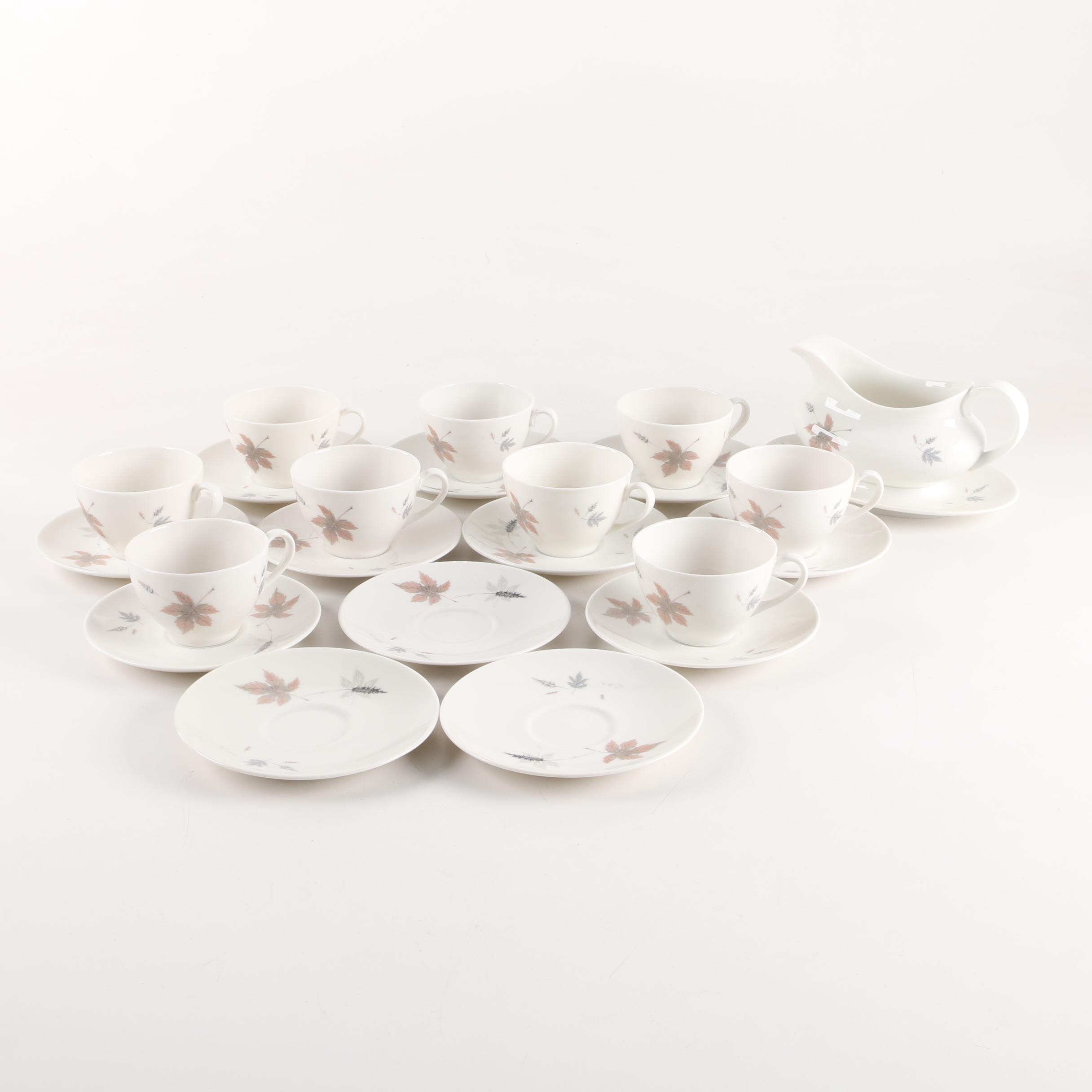 Vintage Royal Doulton "Tumbling Leaves" Teacups, Saucers and Sauce Boat 1959-79
