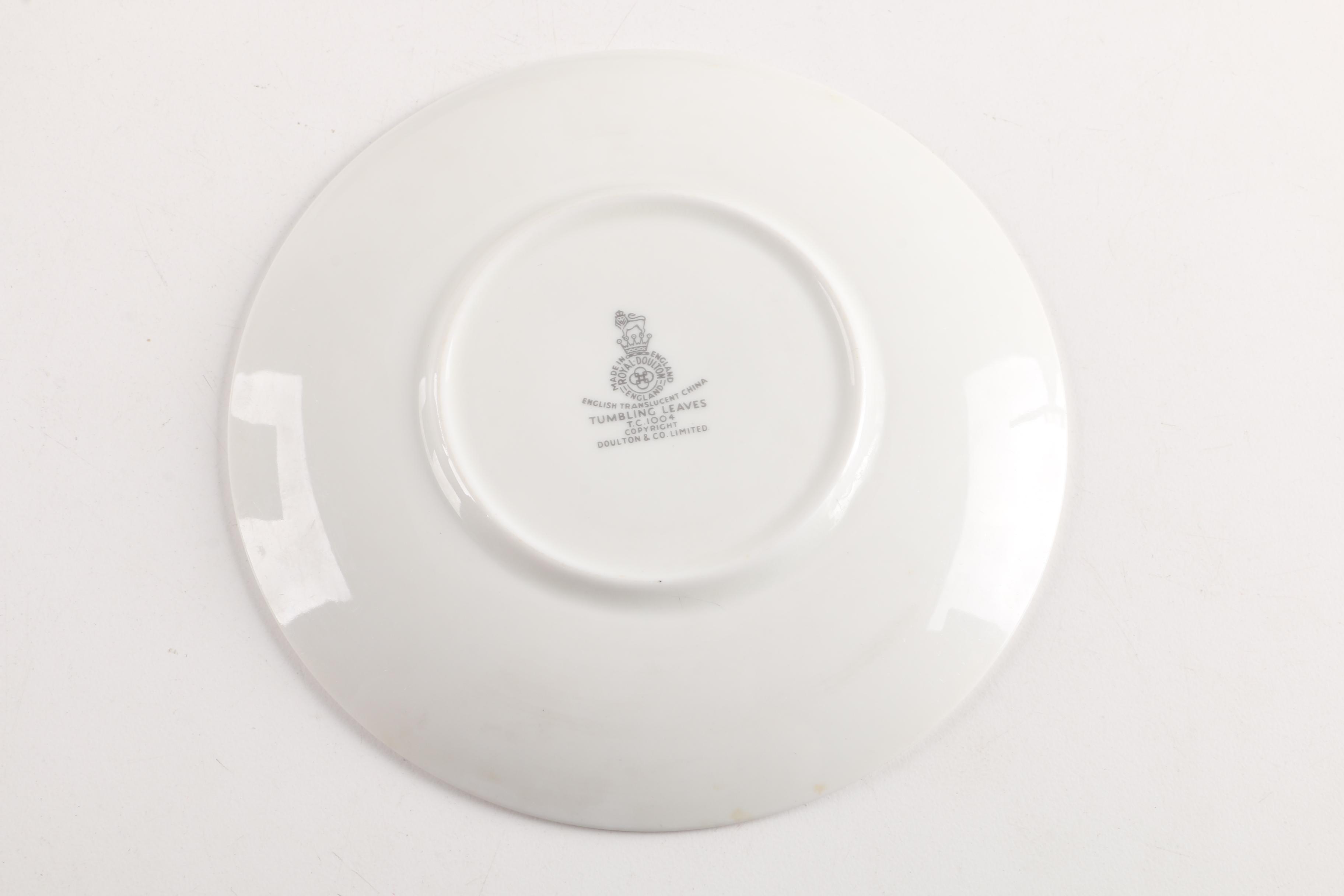 Vintage Royal Doulton "Tumbling Leaves" Teacups, Saucers and Sauce Boat 1959-79