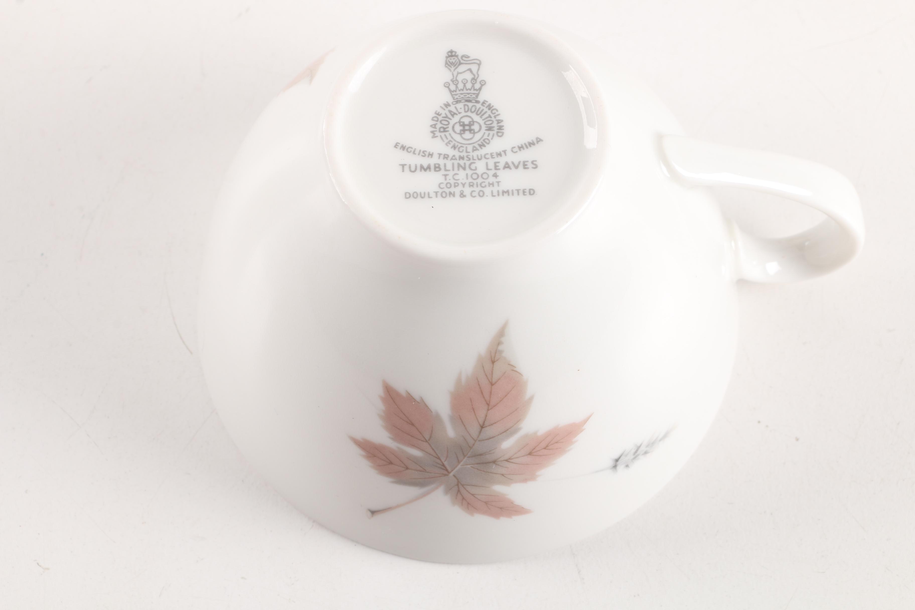 Vintage Royal Doulton "Tumbling Leaves" Teacups, Saucers and Sauce Boat 1959-79