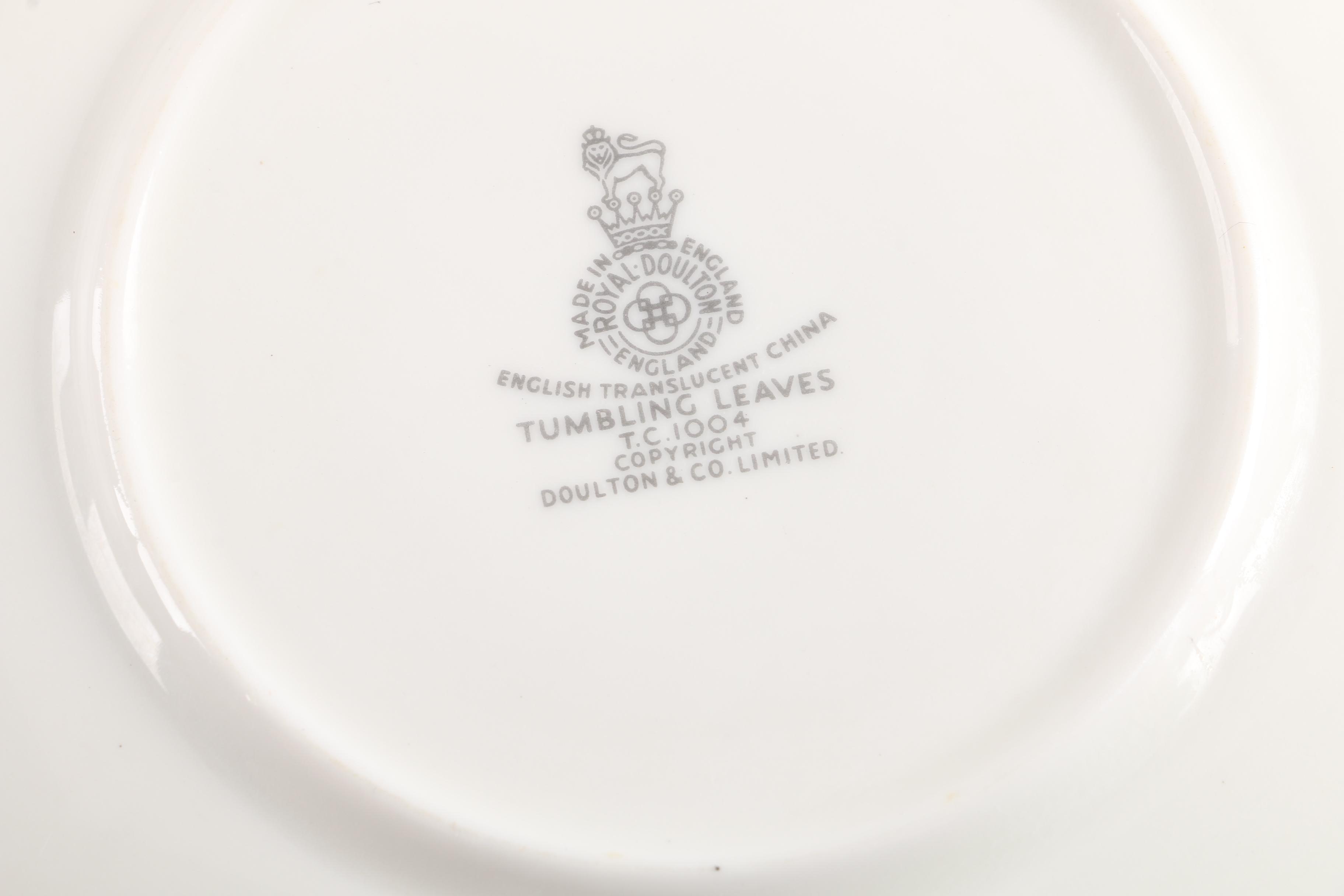 Vintage Royal Doulton "Tumbling Leaves" Teacups, Saucers and Sauce Boat 1959-79