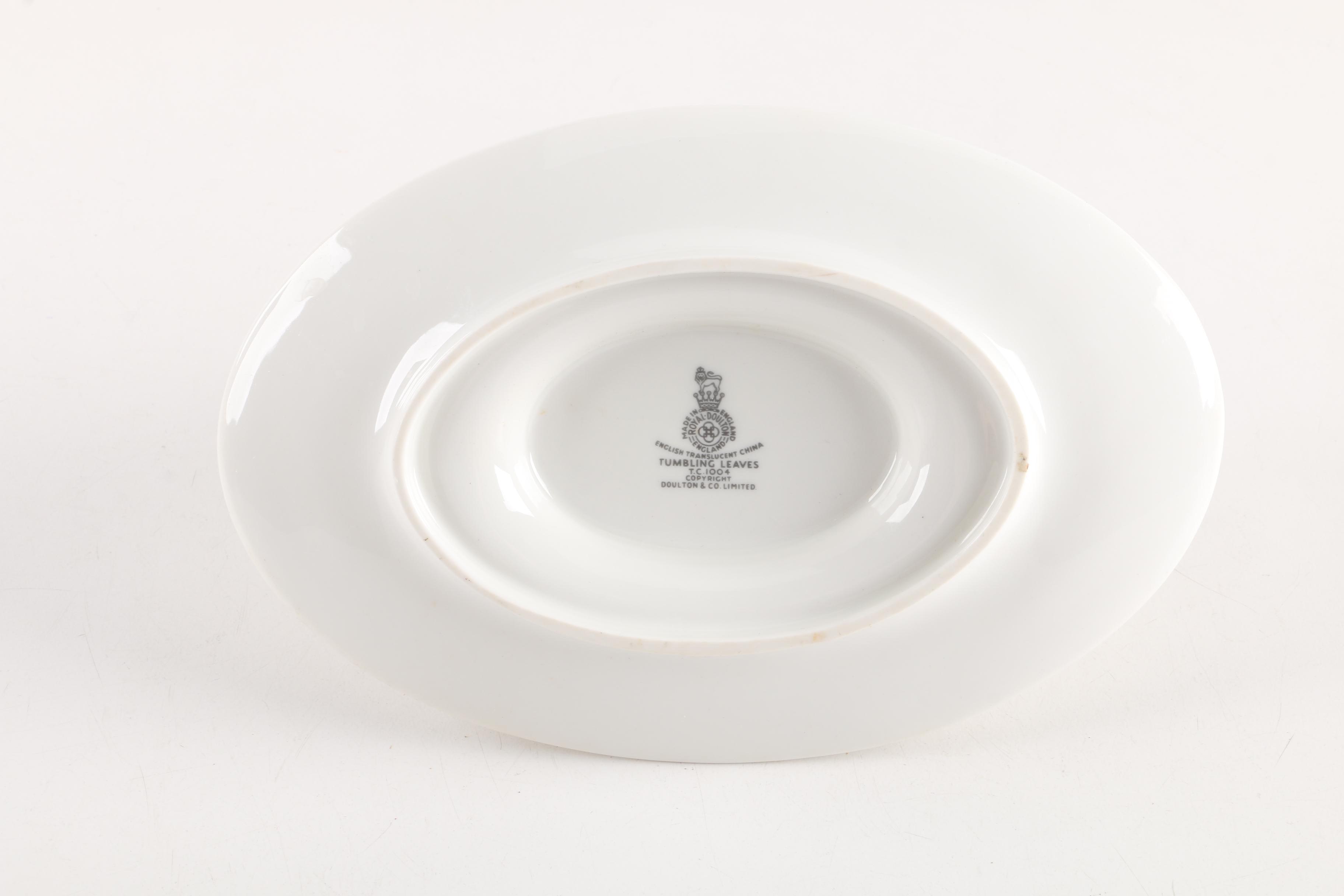 Vintage Royal Doulton "Tumbling Leaves" Teacups, Saucers and Sauce Boat 1959-79