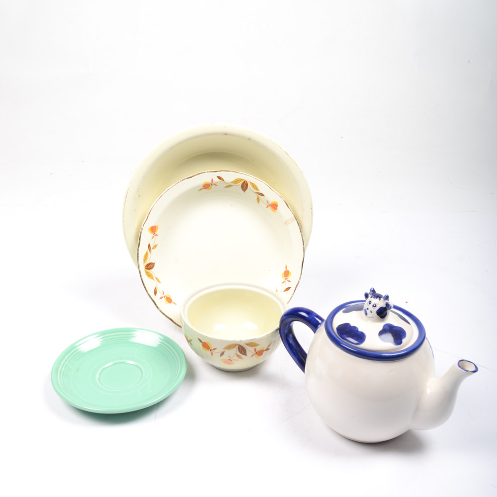 Vintage Hull, Delft, and Fiestaware Tableware
