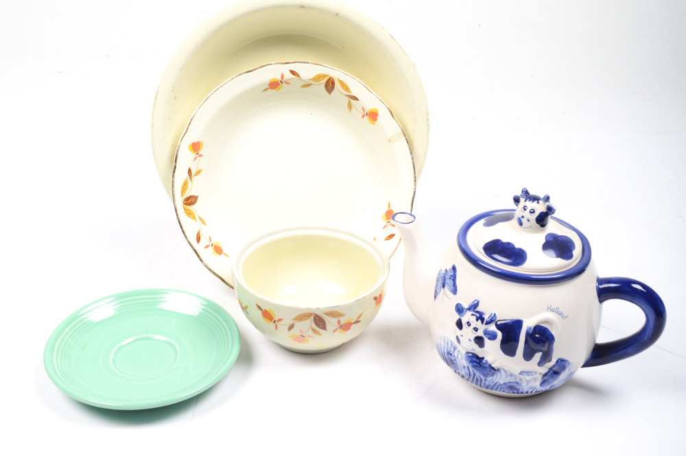 Vintage Hull, Delft, and Fiestaware Tableware