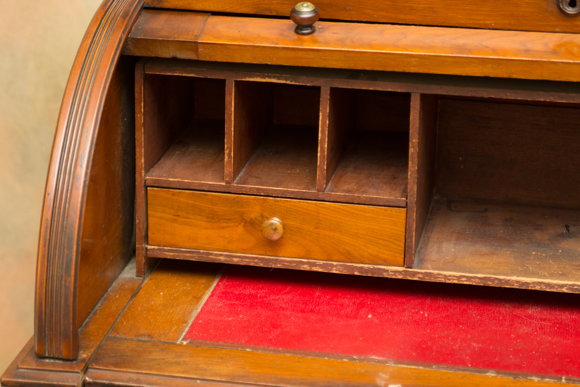 Antique Eastlake Walnut Cylinder Roll Top Desk