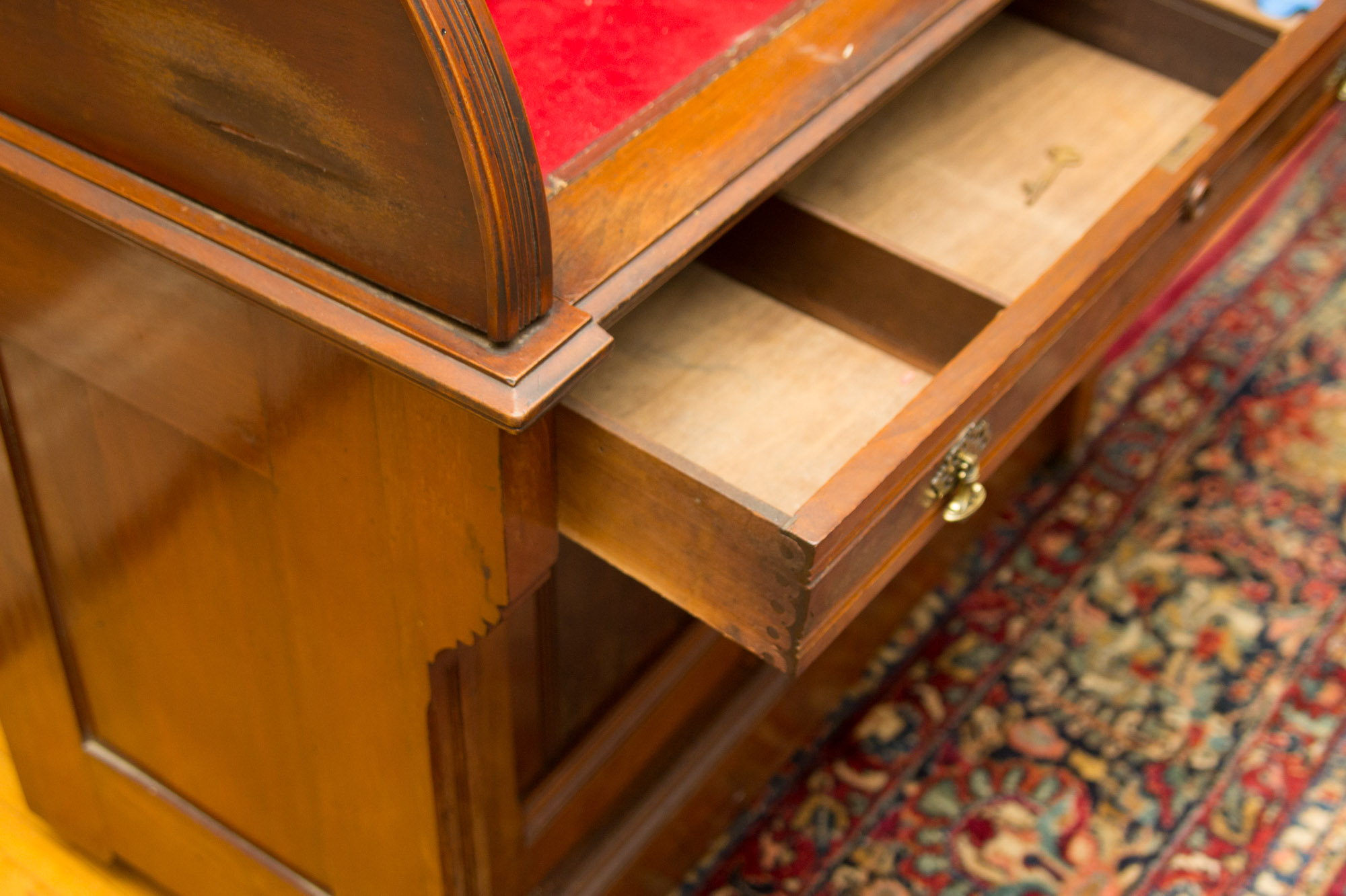 Antique Eastlake Walnut Cylinder Roll Top Desk