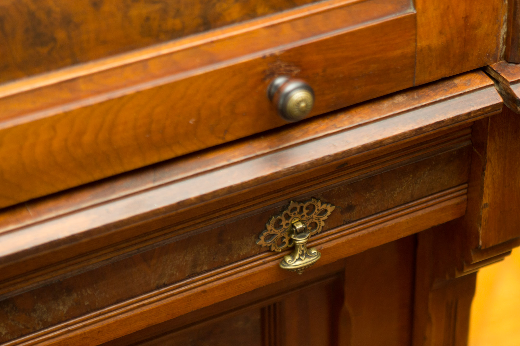 Antique Eastlake Walnut Cylinder Roll Top Desk