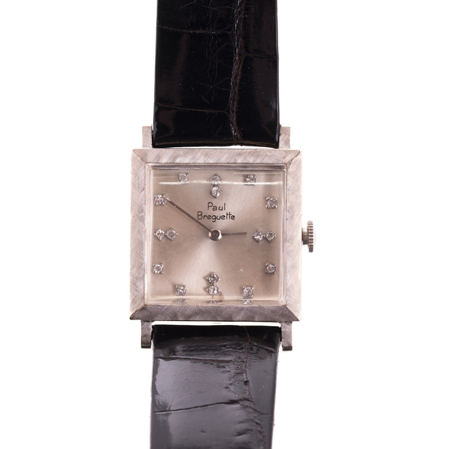 Paul Breguette 14K White Gold and Diamond Wristwatch