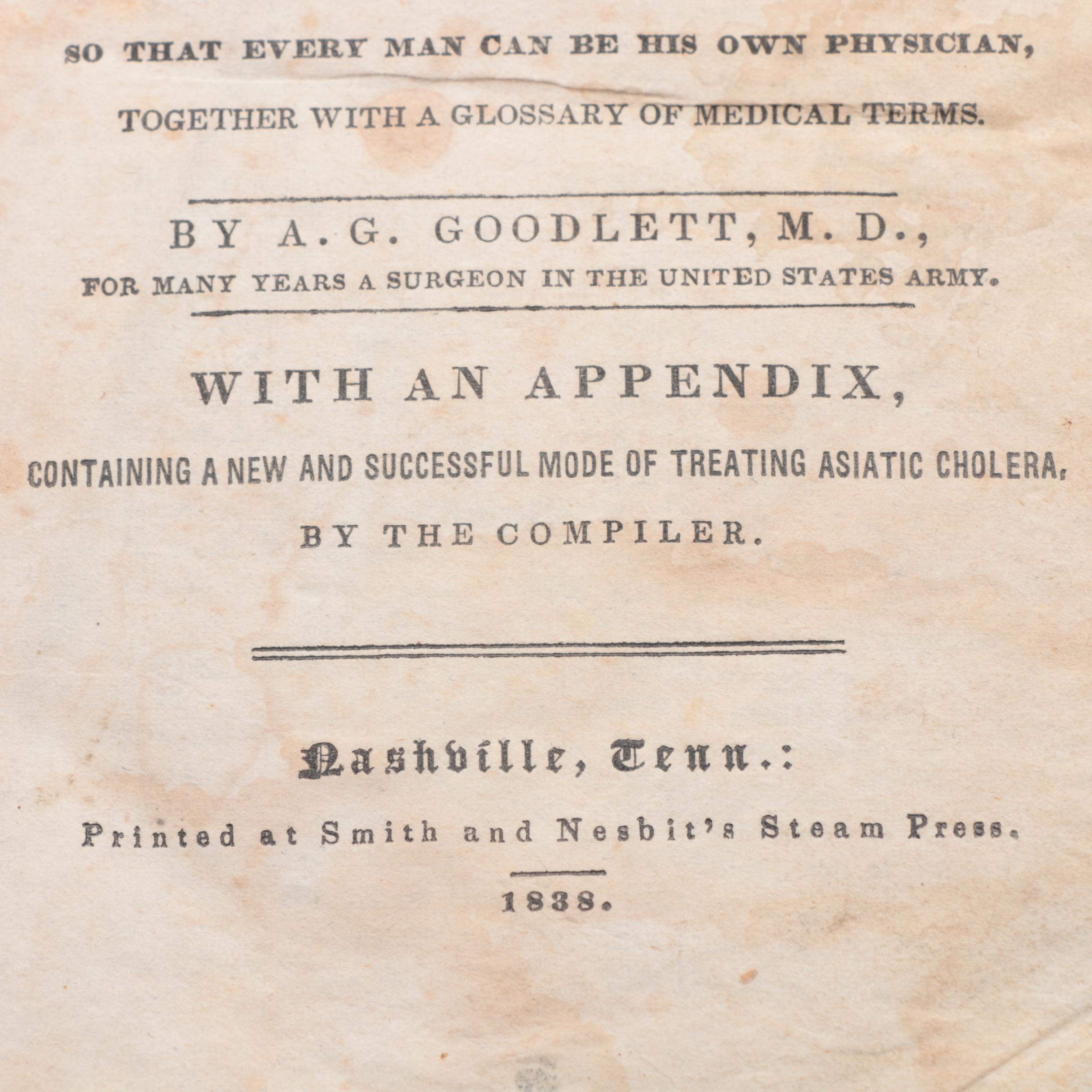 1838 "The Family Physician" and 1876  "On Nasal Catarrh"