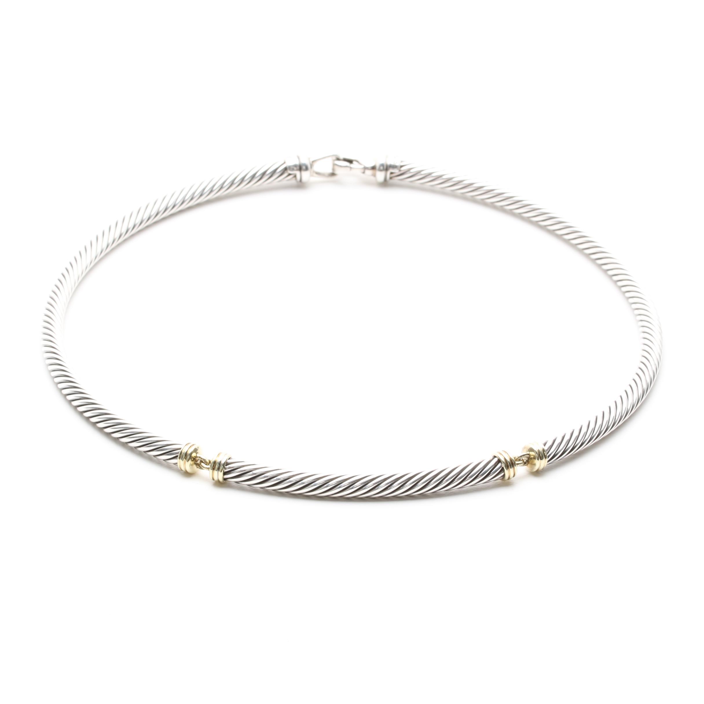 David Yurman Cable Collection Sterling Silver with 14K Gold Accents Necklace