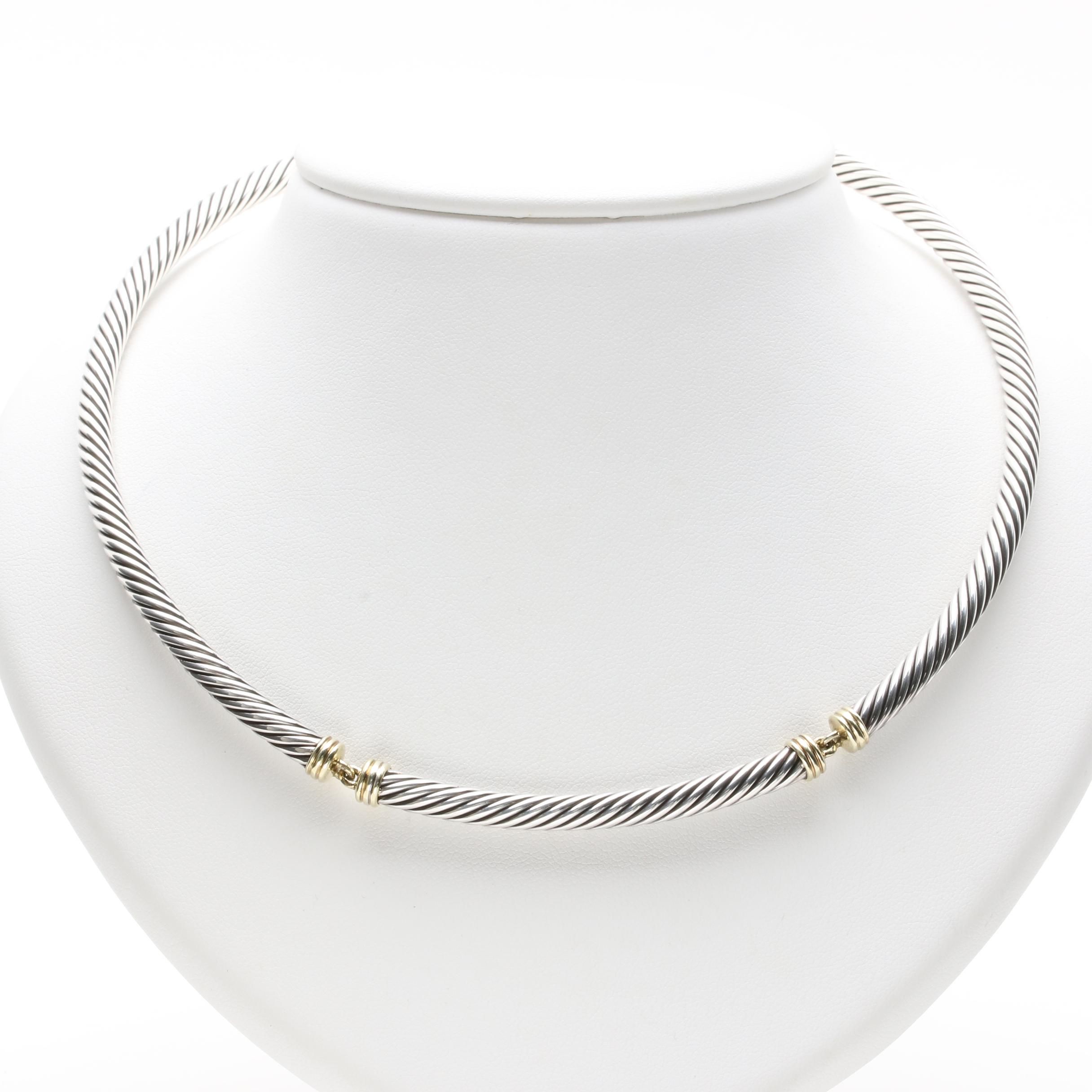 David Yurman Cable Collection Sterling Silver with 14K Gold Accents Necklace