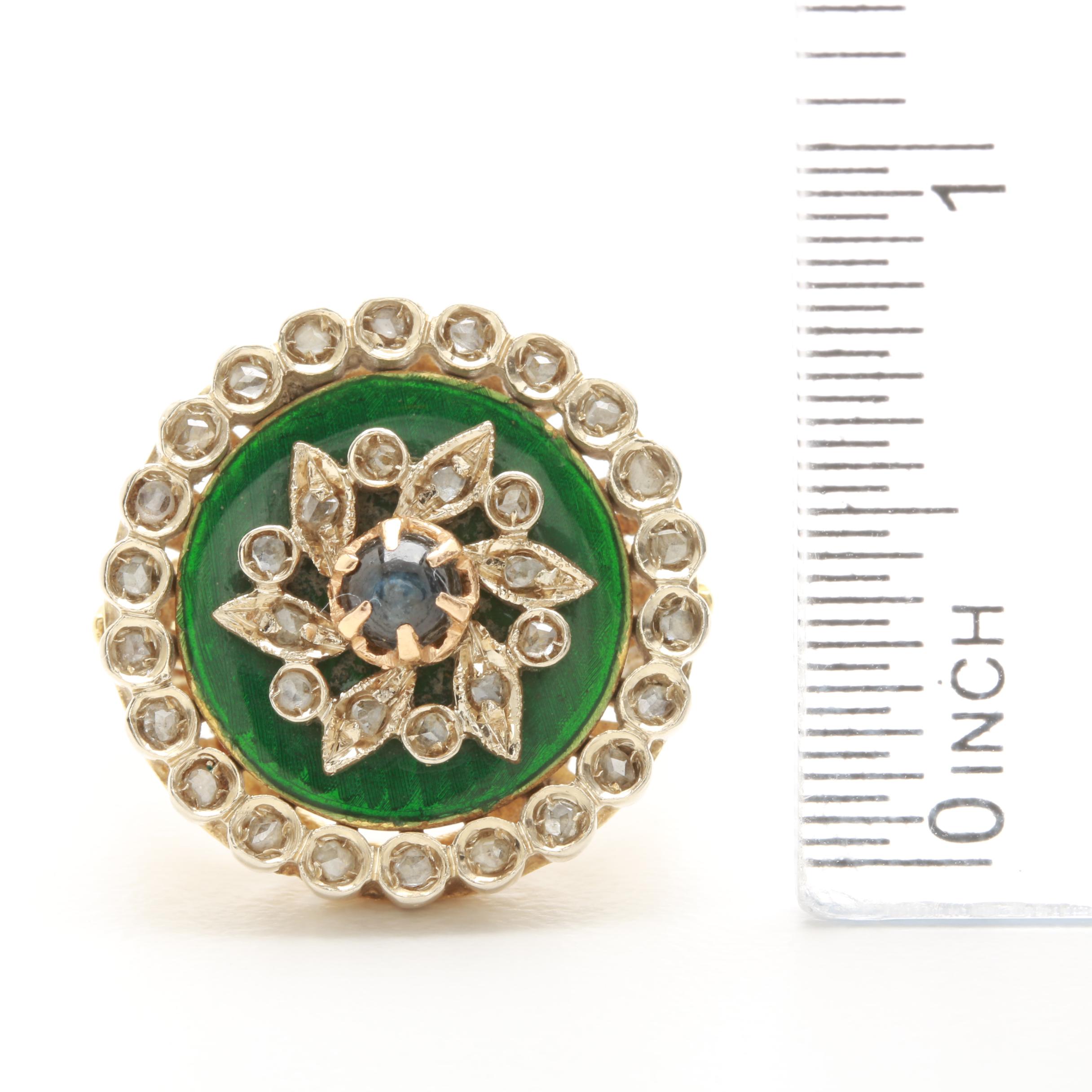 Toliro of Italy 18K Yellow Gold Blue Sapphire and Diamond Ring