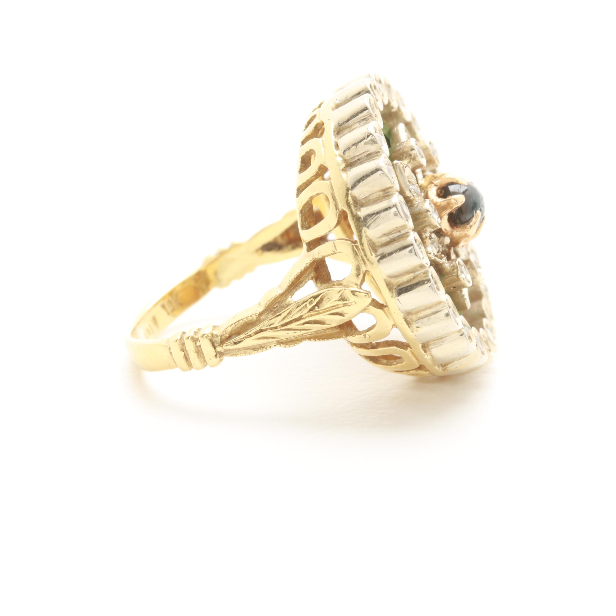 Toliro of Italy 18K Yellow Gold Blue Sapphire and Diamond Ring