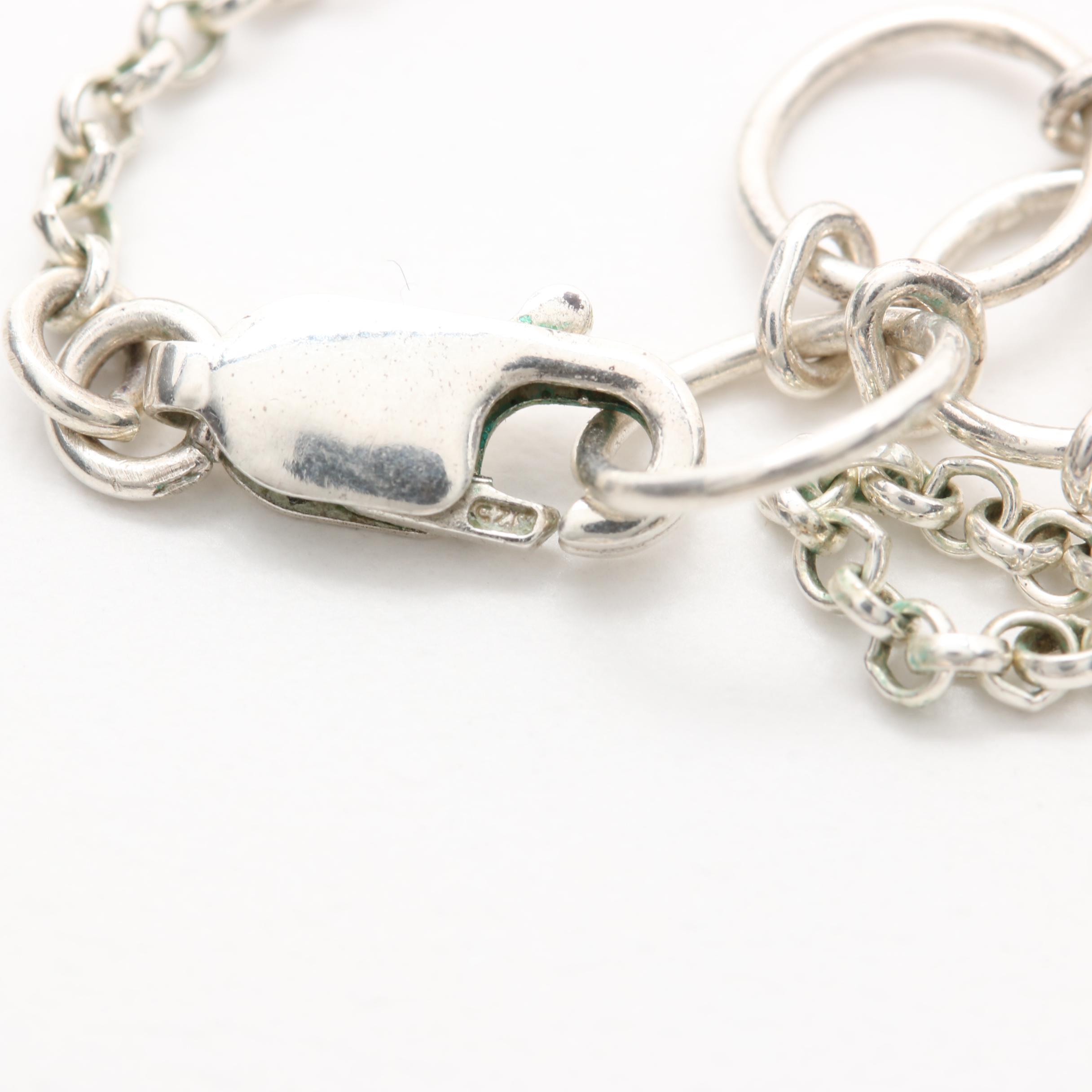 Sterling Silver Necklaces Including Cultured Pearl and Glass