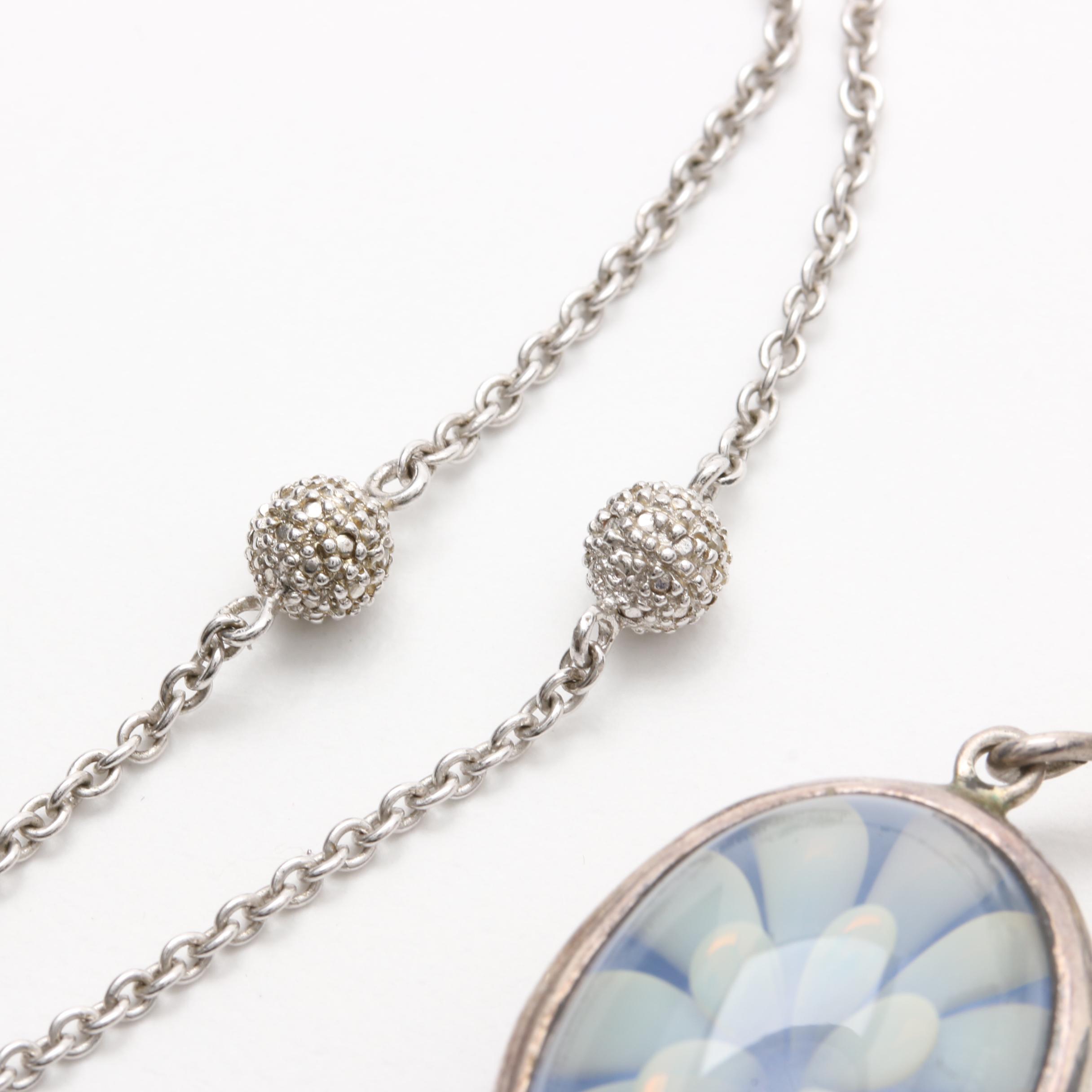 Sterling Silver Necklaces Including Cultured Pearl and Glass