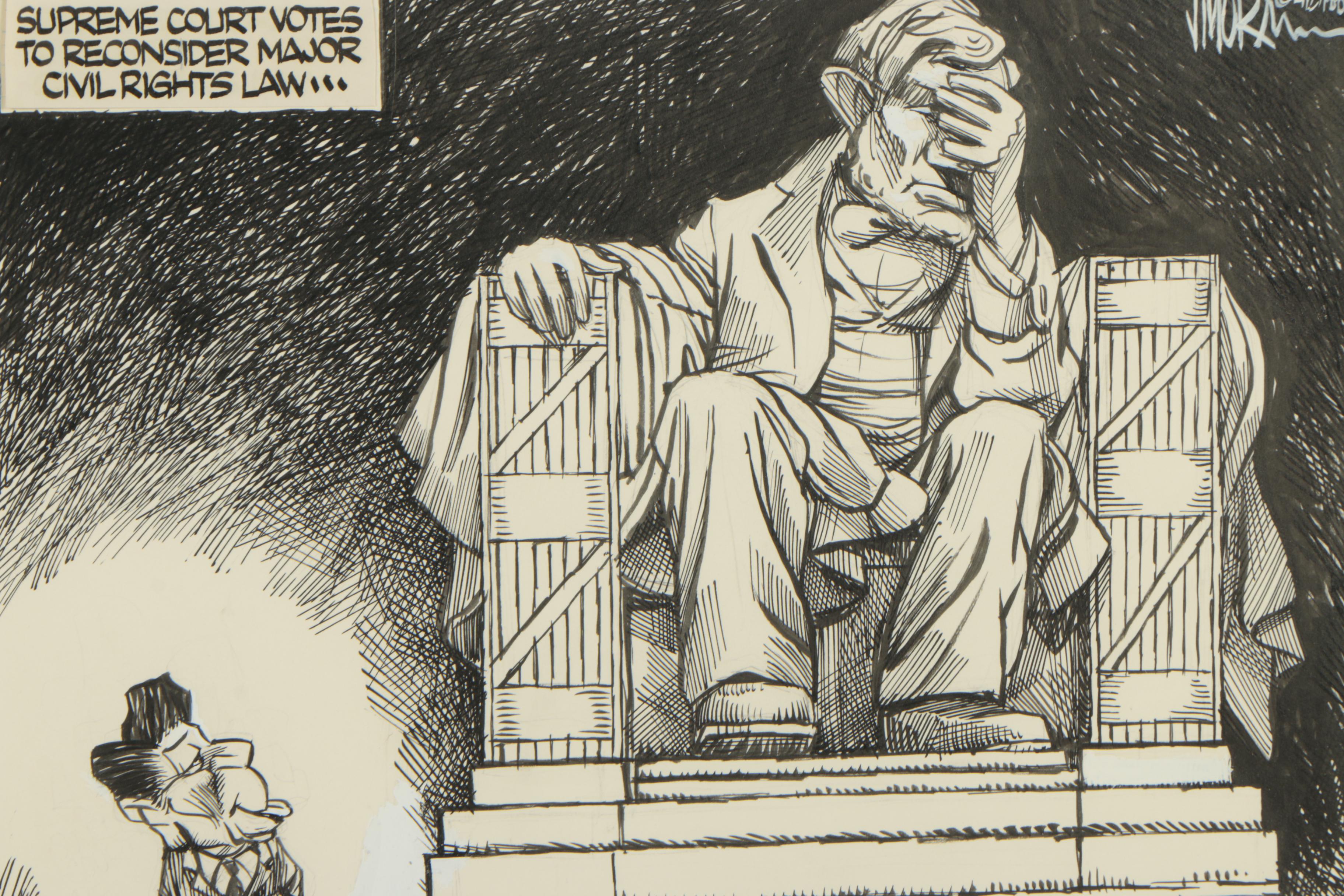 1988 Ink Editorial Cartoon Drawing For "The Miami Herald"