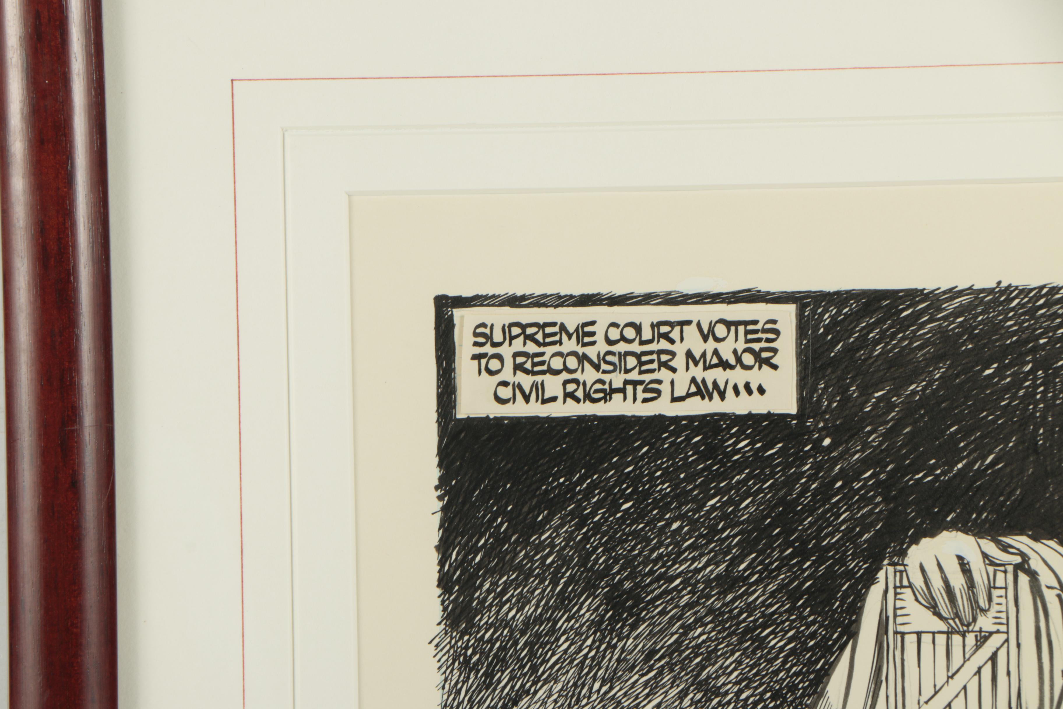 1988 Ink Editorial Cartoon Drawing For "The Miami Herald"