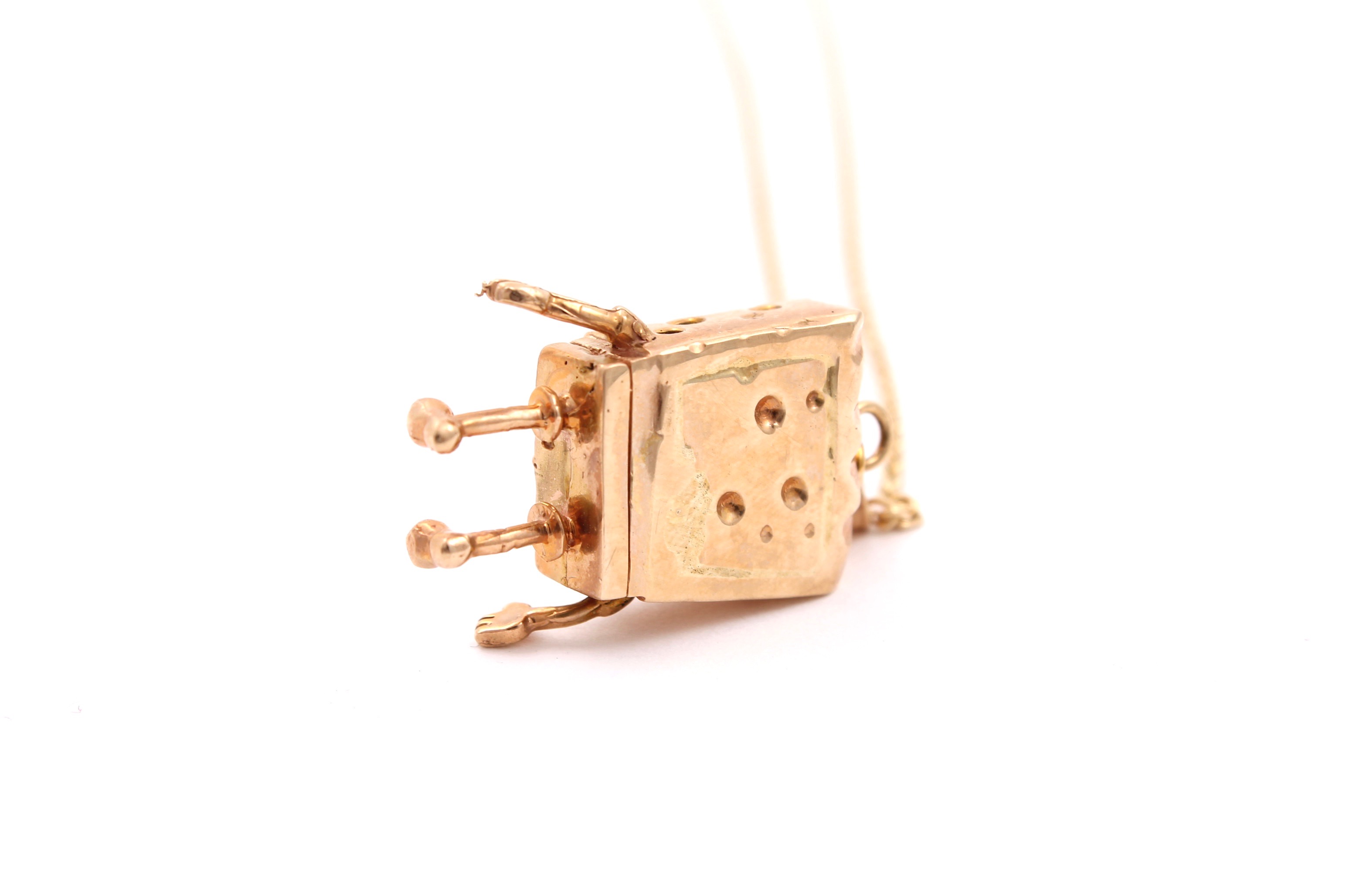 14K Yellow Gold Diamond Spongebob Pendant Necklace