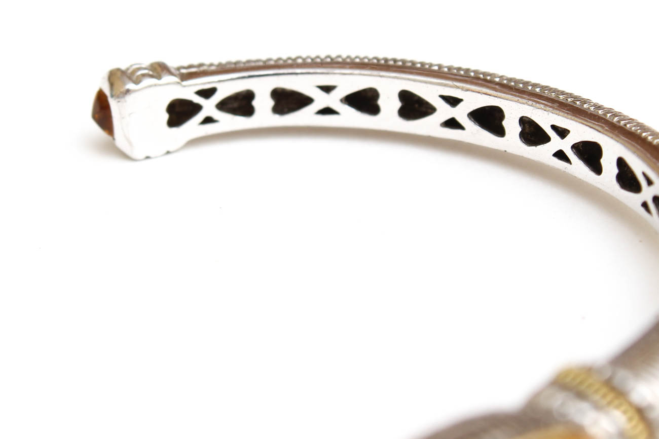 Judith Ripka 18K Gold and Sterling Citrine and Diamond Cuff Bracelet
