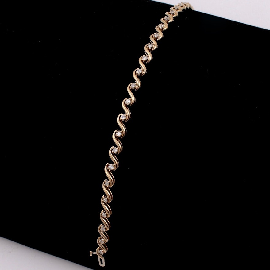 14K Yellow Gold Diamond Bracelet