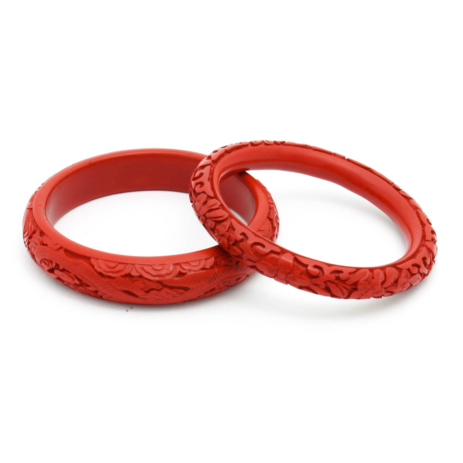 Vintage Carved Cinnabar Bangles