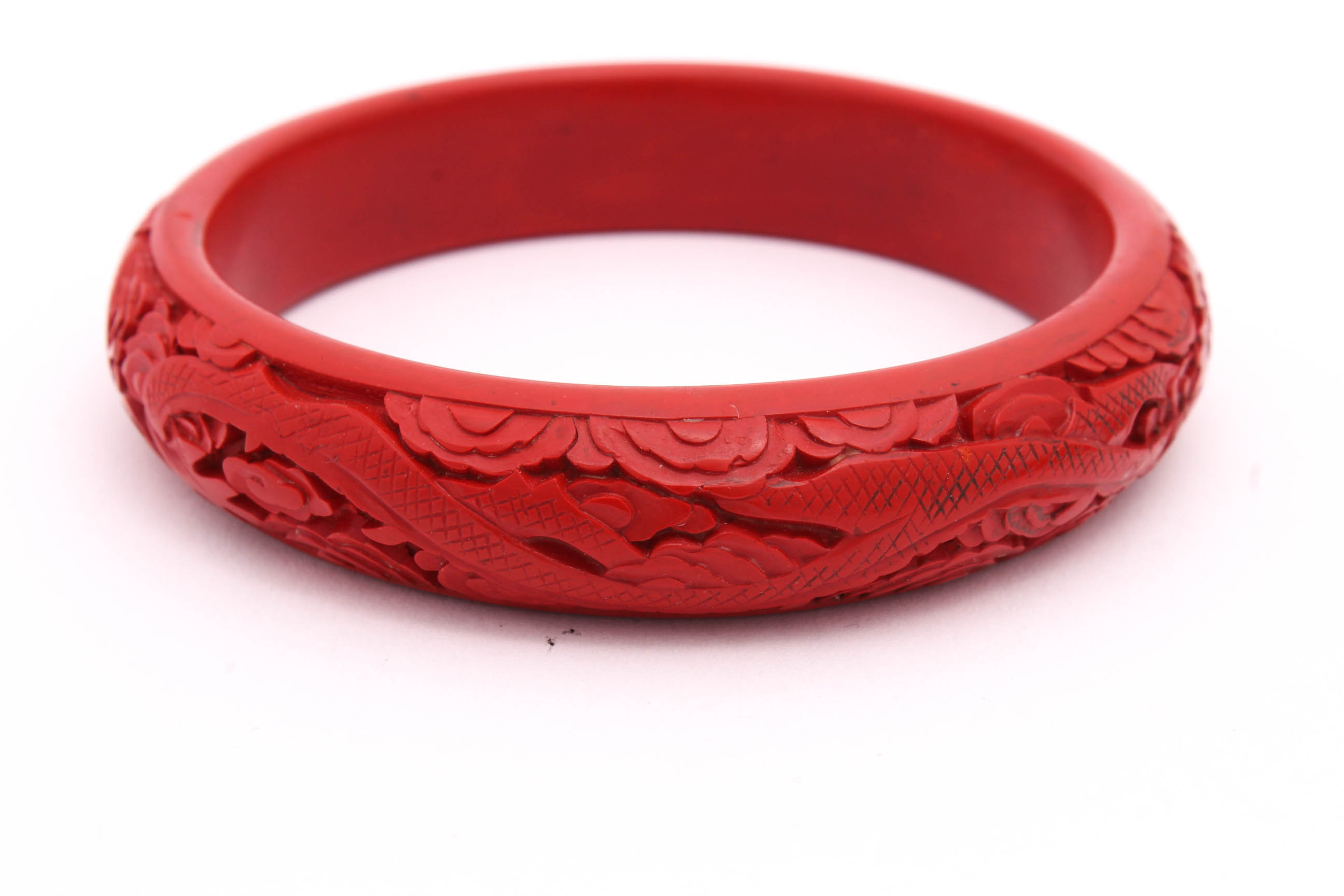 Vintage Carved Cinnabar Bangles