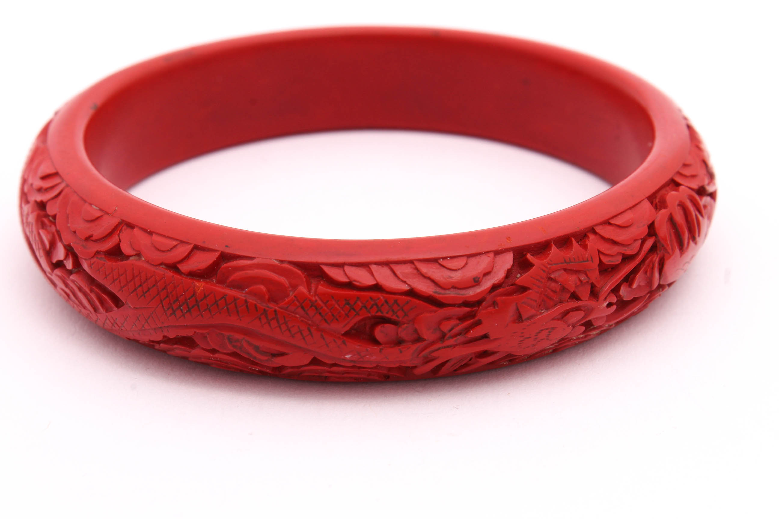 Vintage Carved Cinnabar Bangles