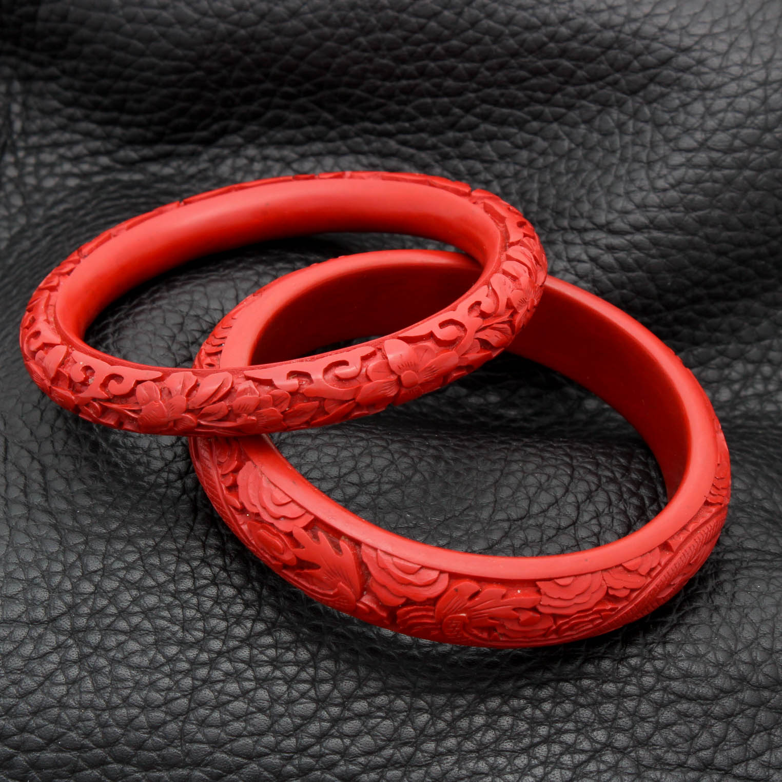 Vintage Carved Cinnabar Bangles