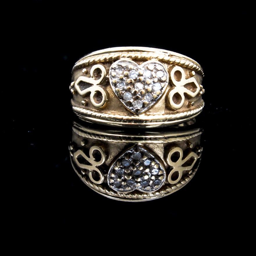 10K Yellow Gold and Diamond Ring