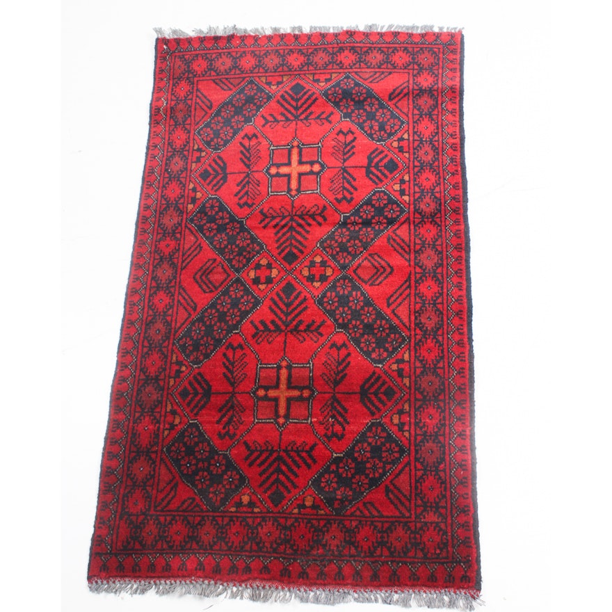 2' x 4' Vintage Hand-Knotted Afghani Turkmen Rug