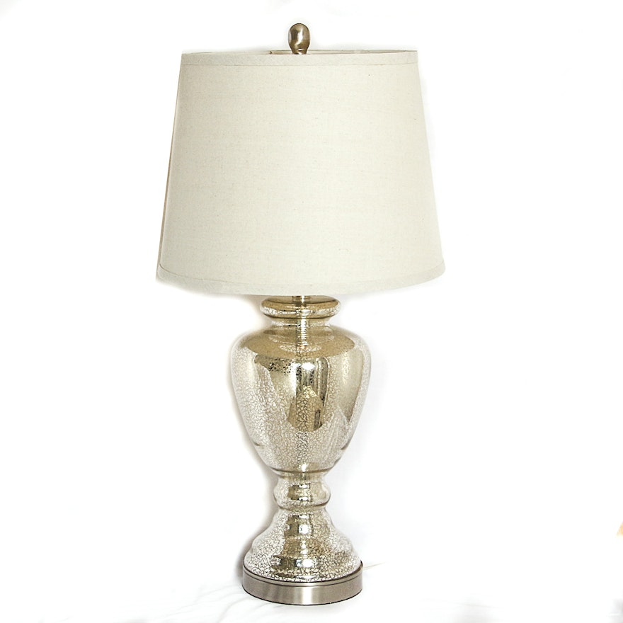 Glass Urn Style Table Lamp with Gold Tone Accents