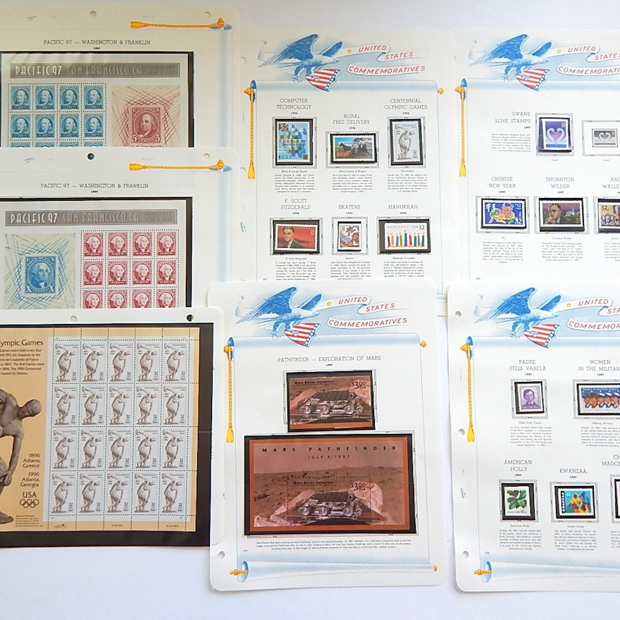 United States Commemorative Stamps with Olympics, Mars, Pacific 97, Assorted