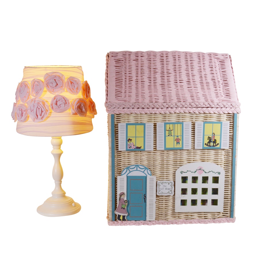 Pottery Barn Kids Table Lamp and Boutique Wicker Hamper