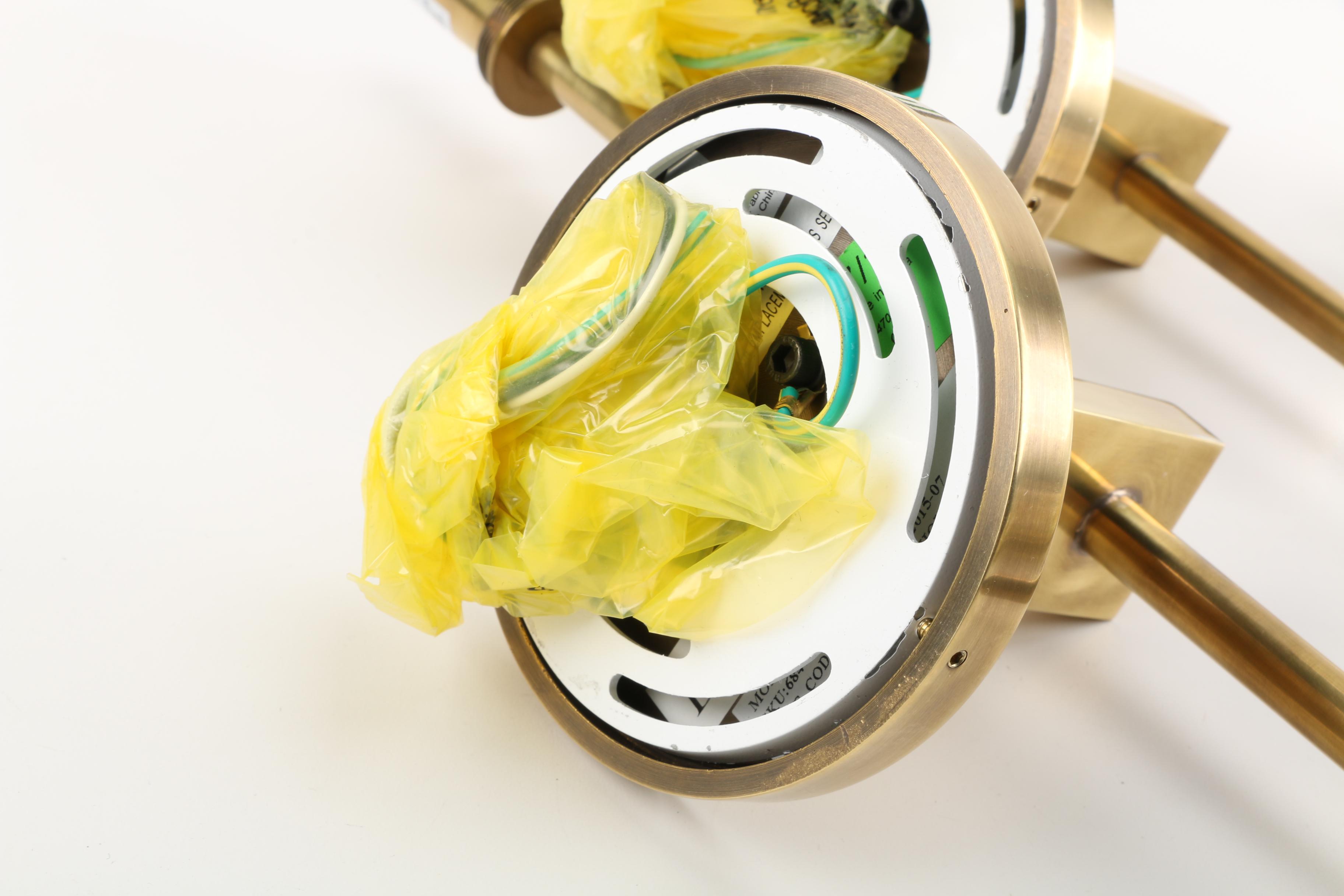 Brass and Crystal Wall Light Fixtures