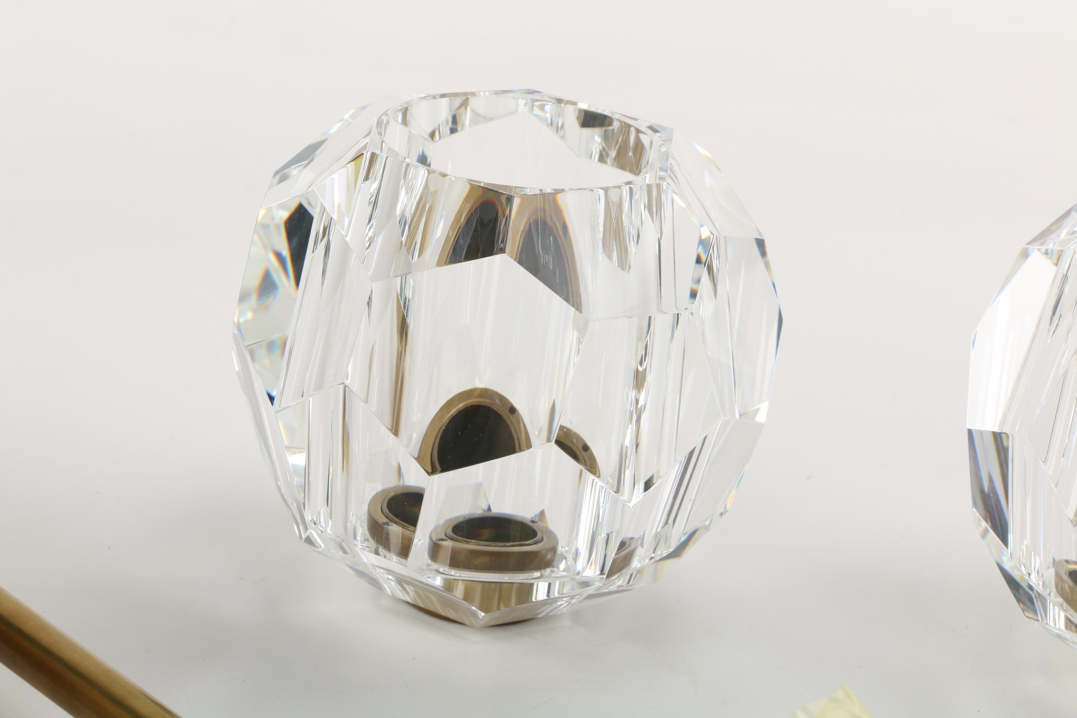 Brass and Crystal Wall Light Fixtures