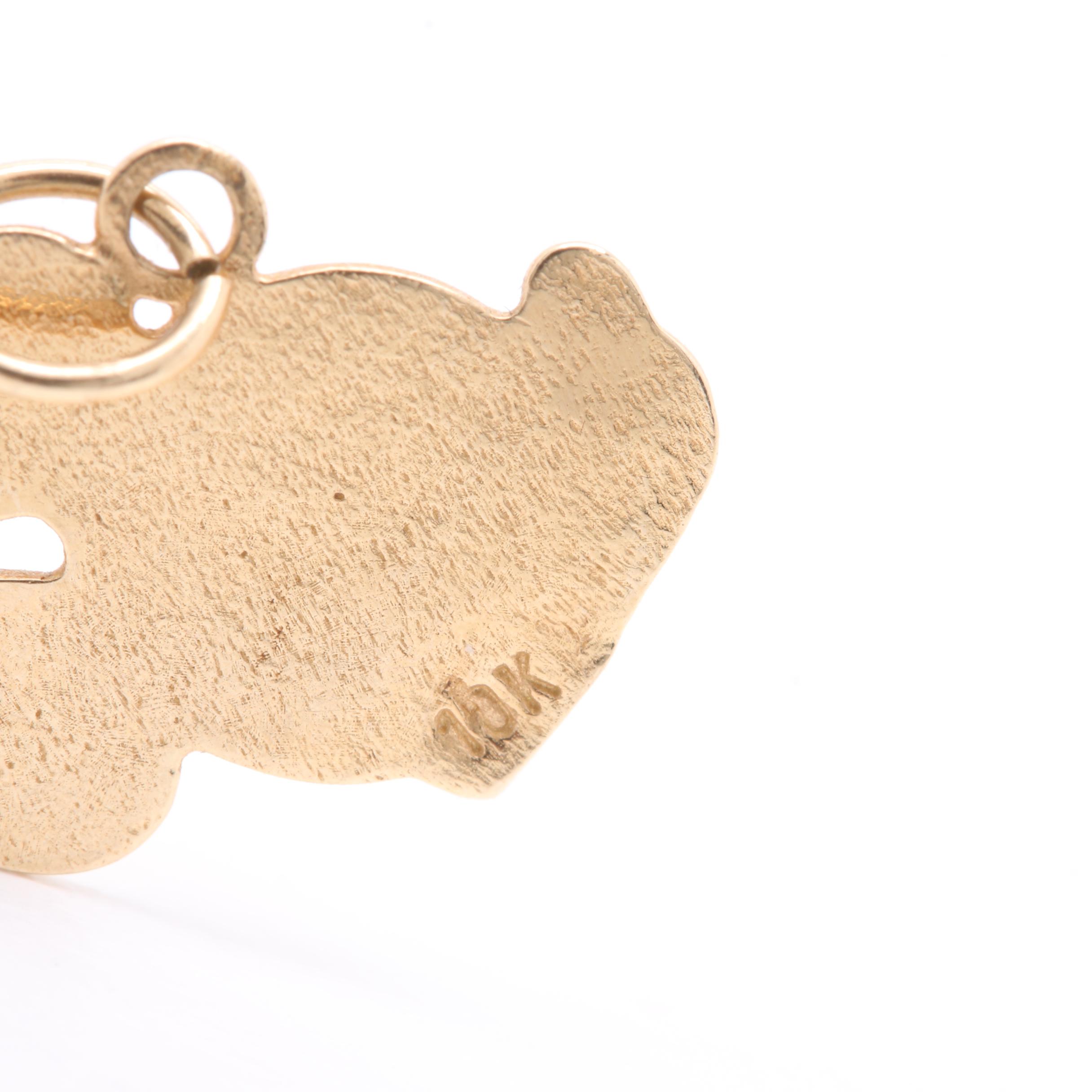 10K Yellow Gold Mickey Mouse Pendant and 14K White Gold Heart Pendant