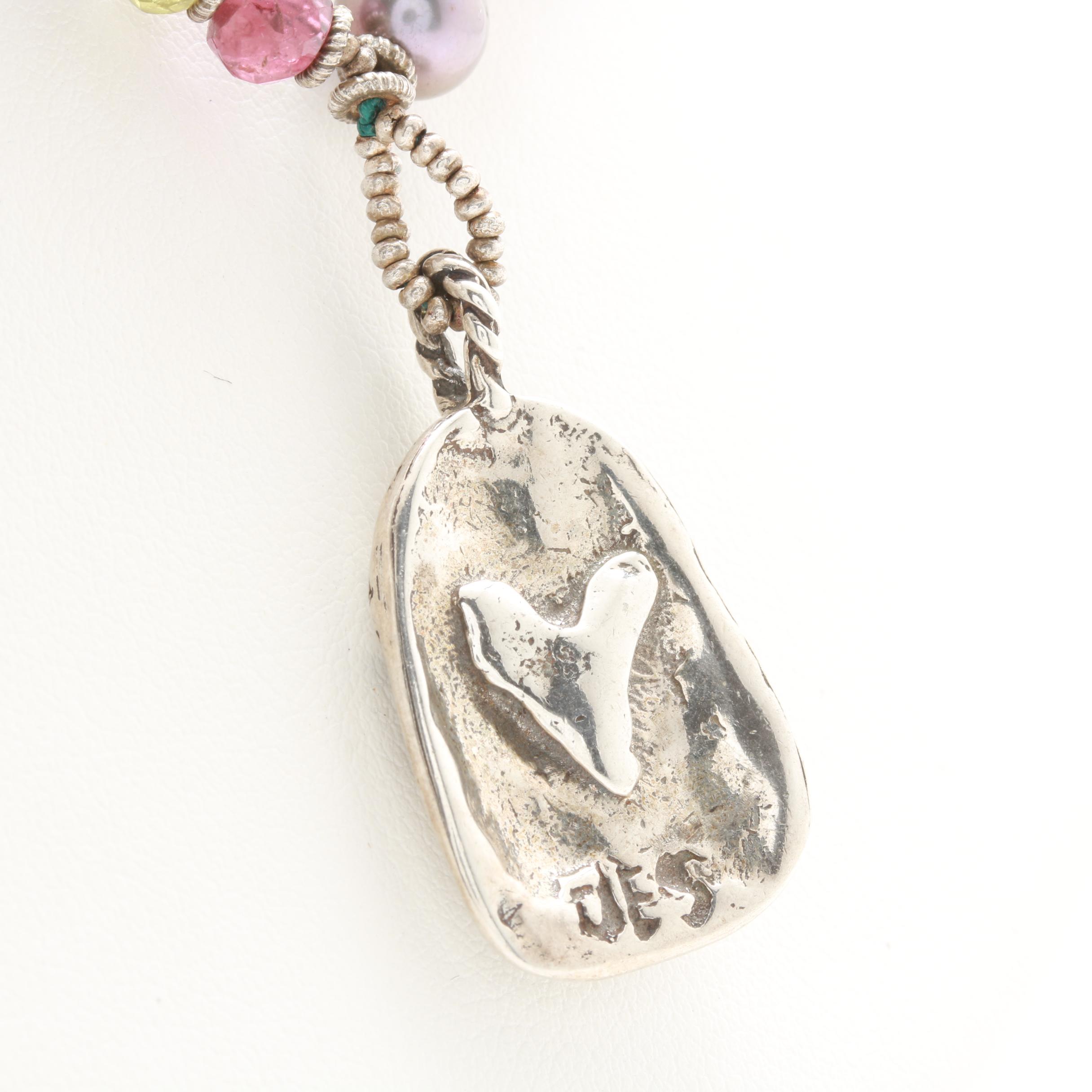 Jes Maharry Sterling Silver Gemstone Beaded Necklace