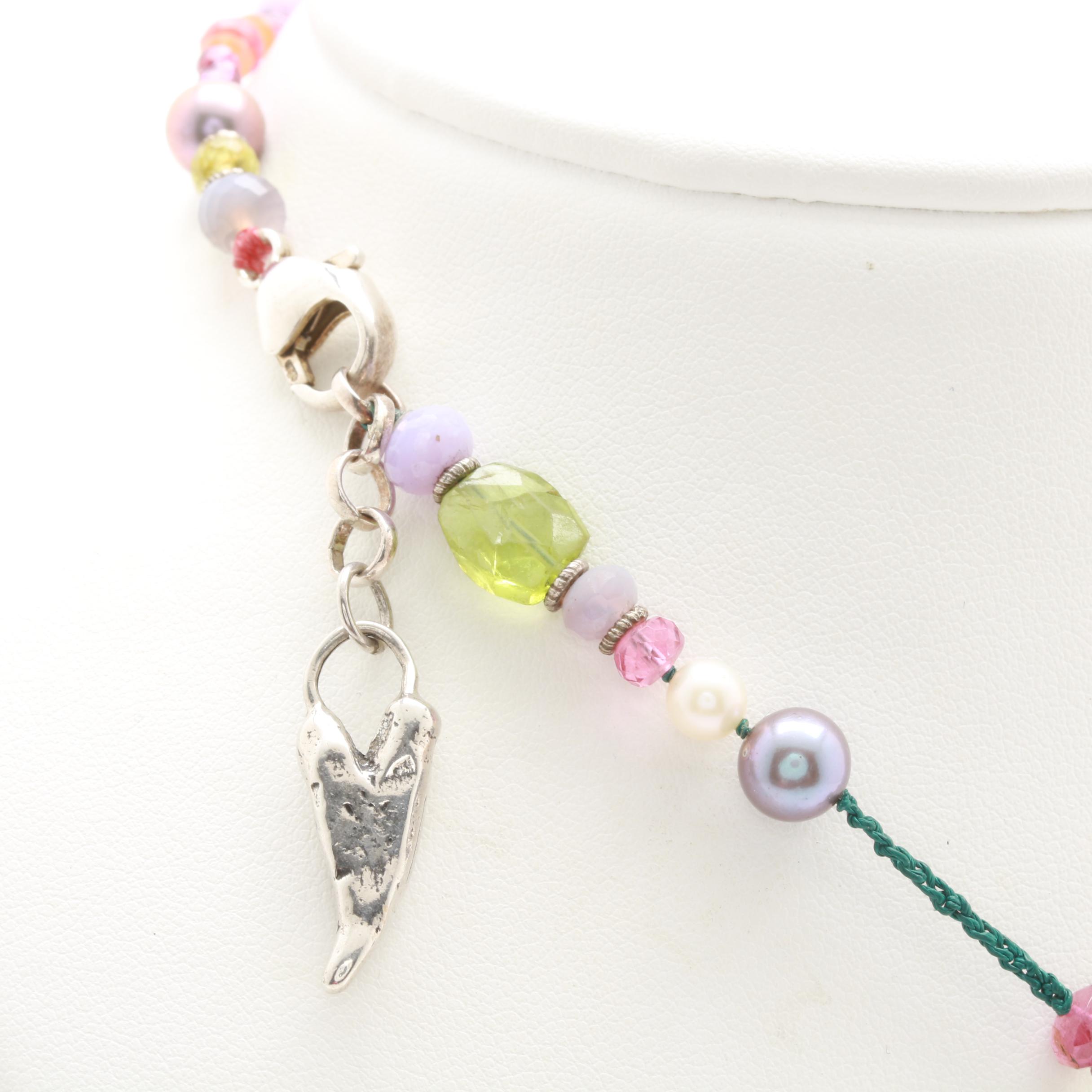 Jes Maharry Sterling Silver Gemstone Beaded Necklace