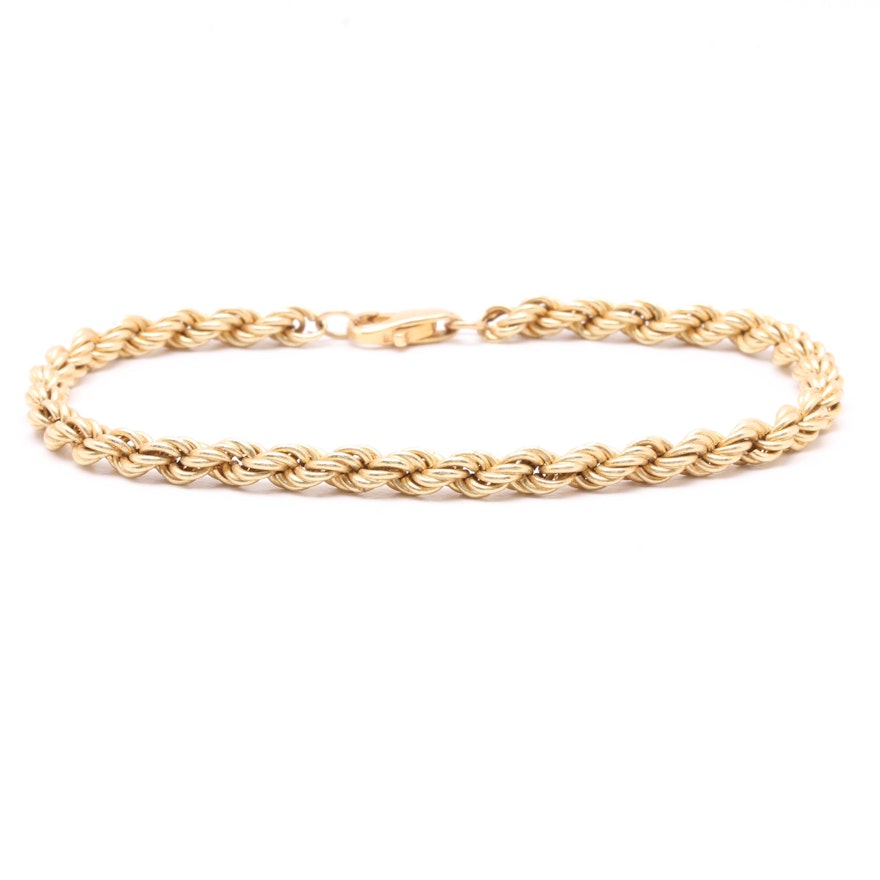 14K Yellow Gold Rope Chain Bracelet