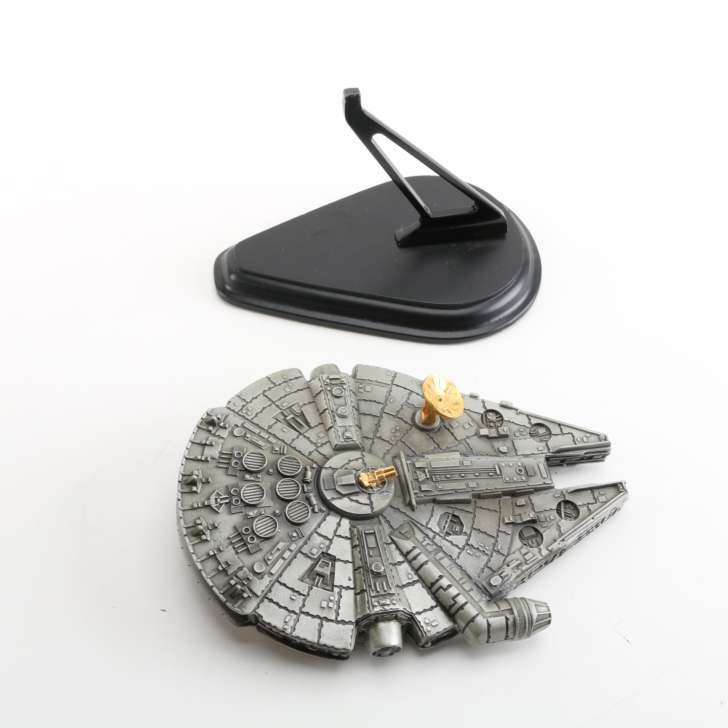 The Franklin Mint "Star Wars" Millennium Falcon Figurine with Stand, Paperwork