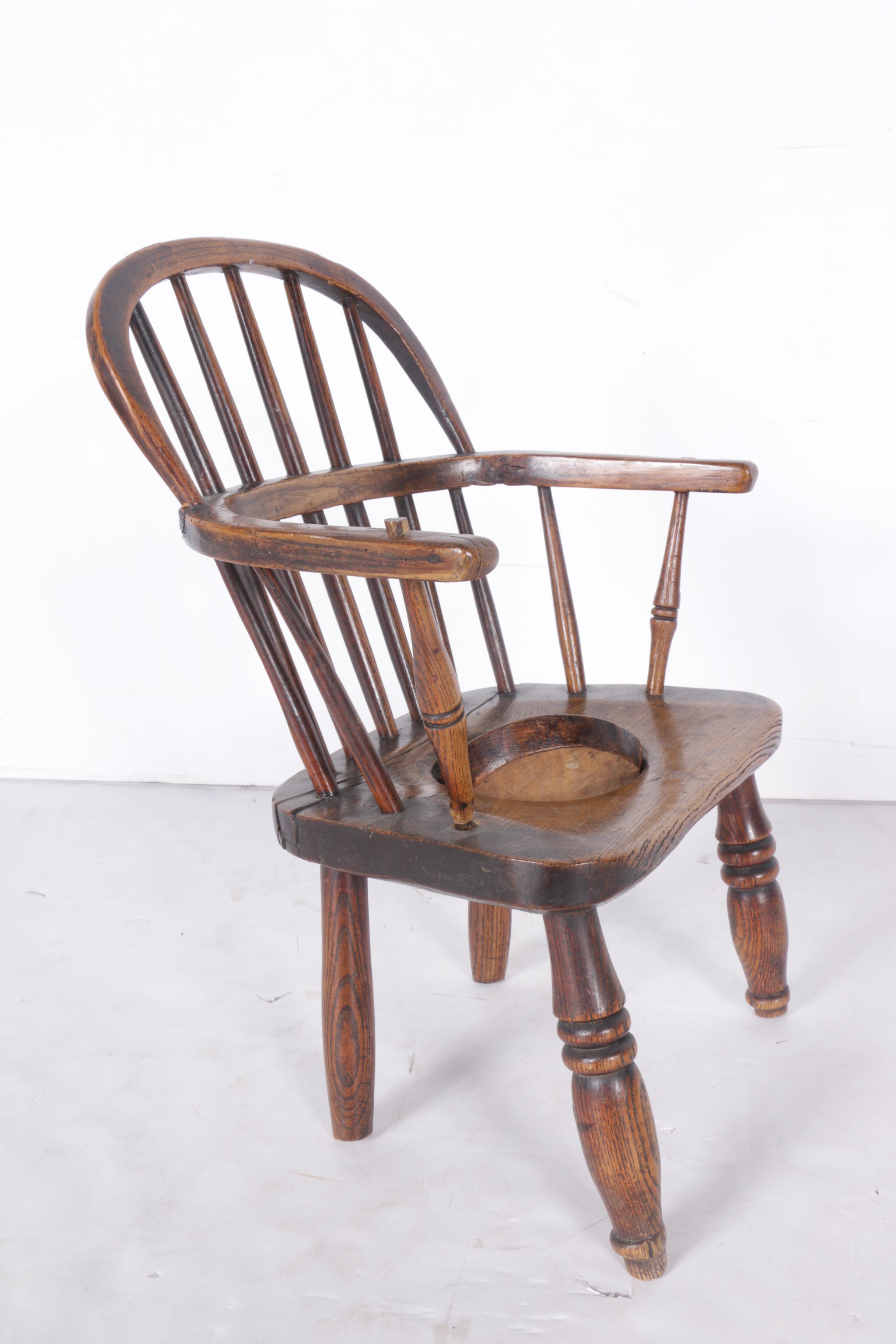 Antique Oak Child's Commode Chair