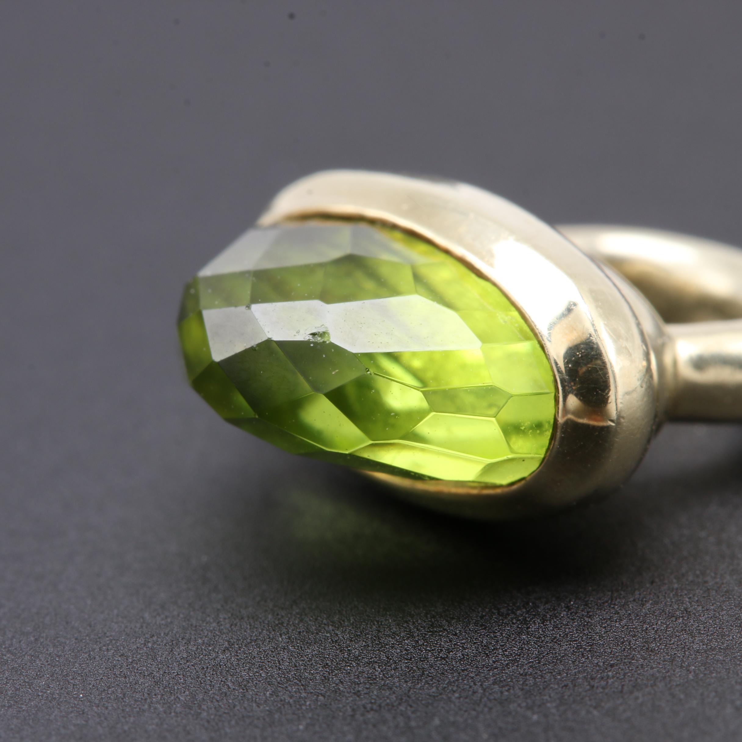 David Yurman Sterling Silver Peridot Earrings With 14K Yellow Gold Enhancers