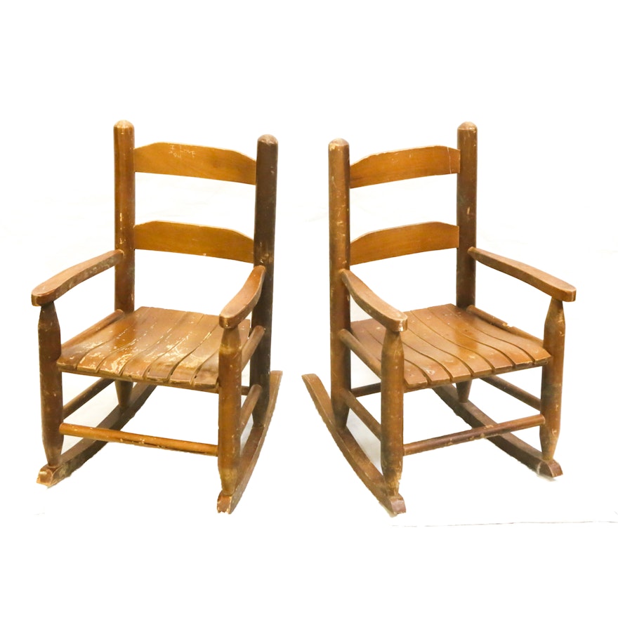 Vintage Rustic Style Children's Rocking Chairs