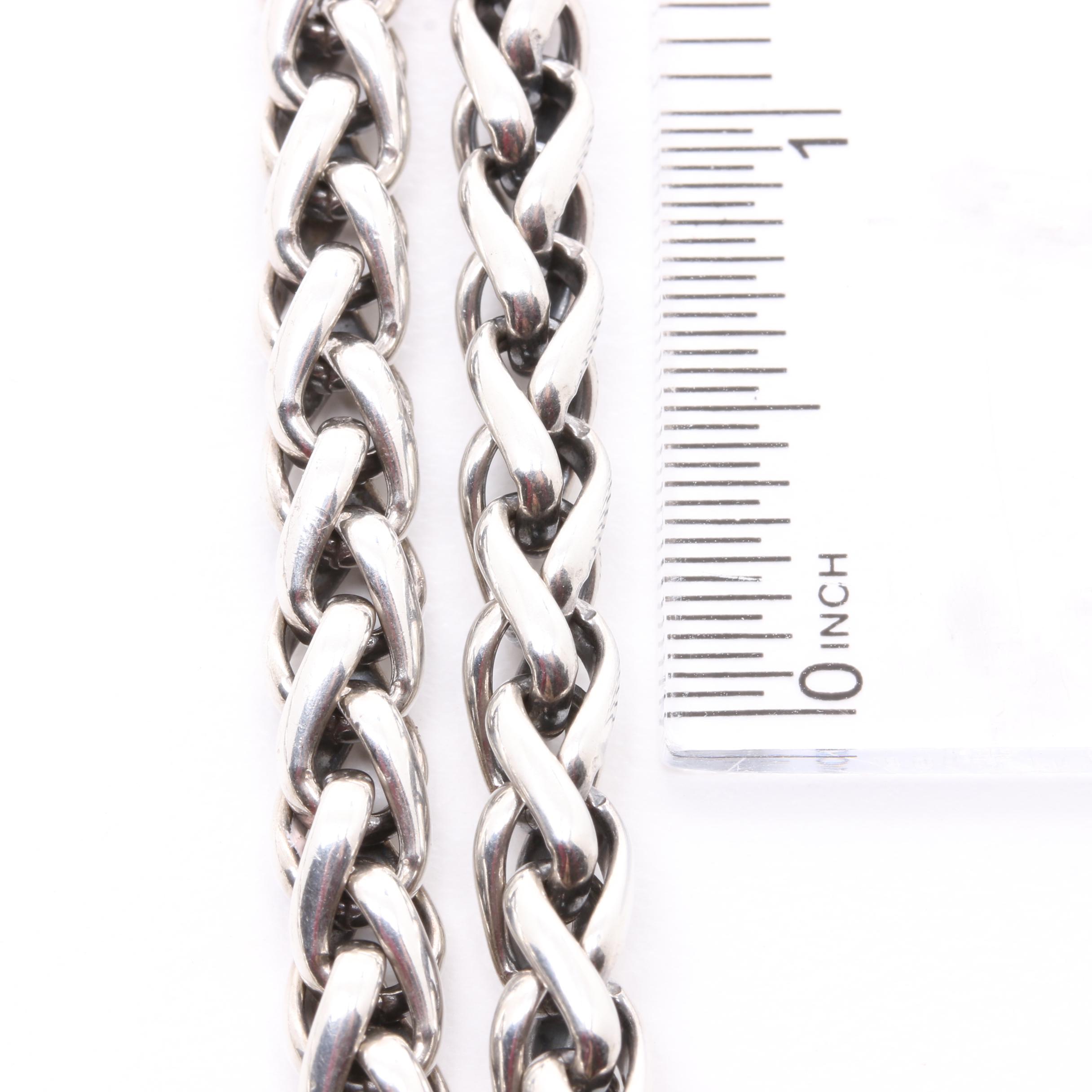 David Yurman Sterling Silver and 14K Yellow Gold Necklace With Garnets